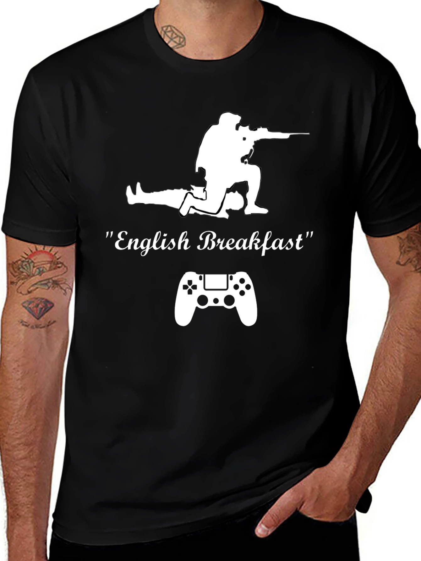 English Breakfast Gamer T-Shirt - Black Cotton Tee