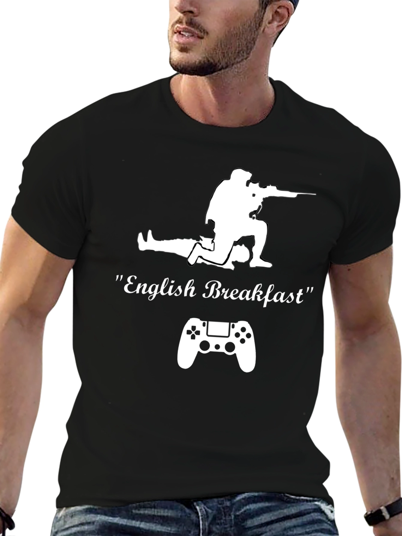 English Breakfast Gamer T-Shirt - Black Cotton Tee