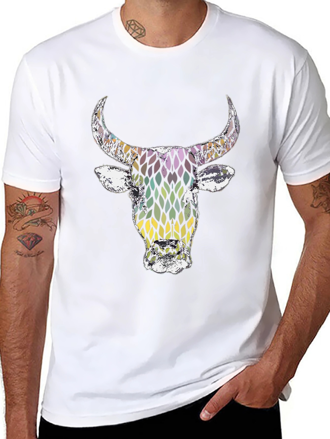Bull Graphic Tee - Mens Black Cotton T-Shirt