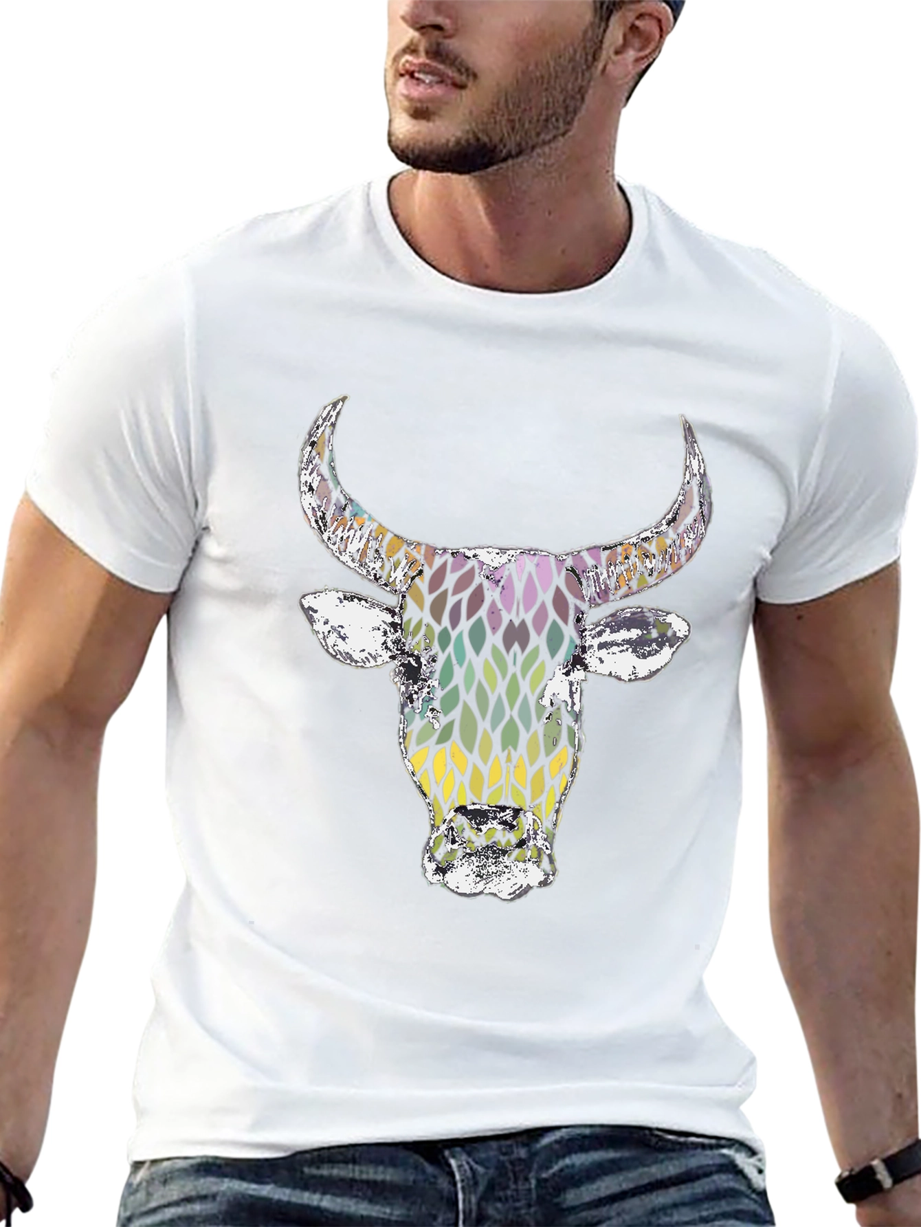 Bull Graphic Tee - Mens Black Cotton T-Shirt