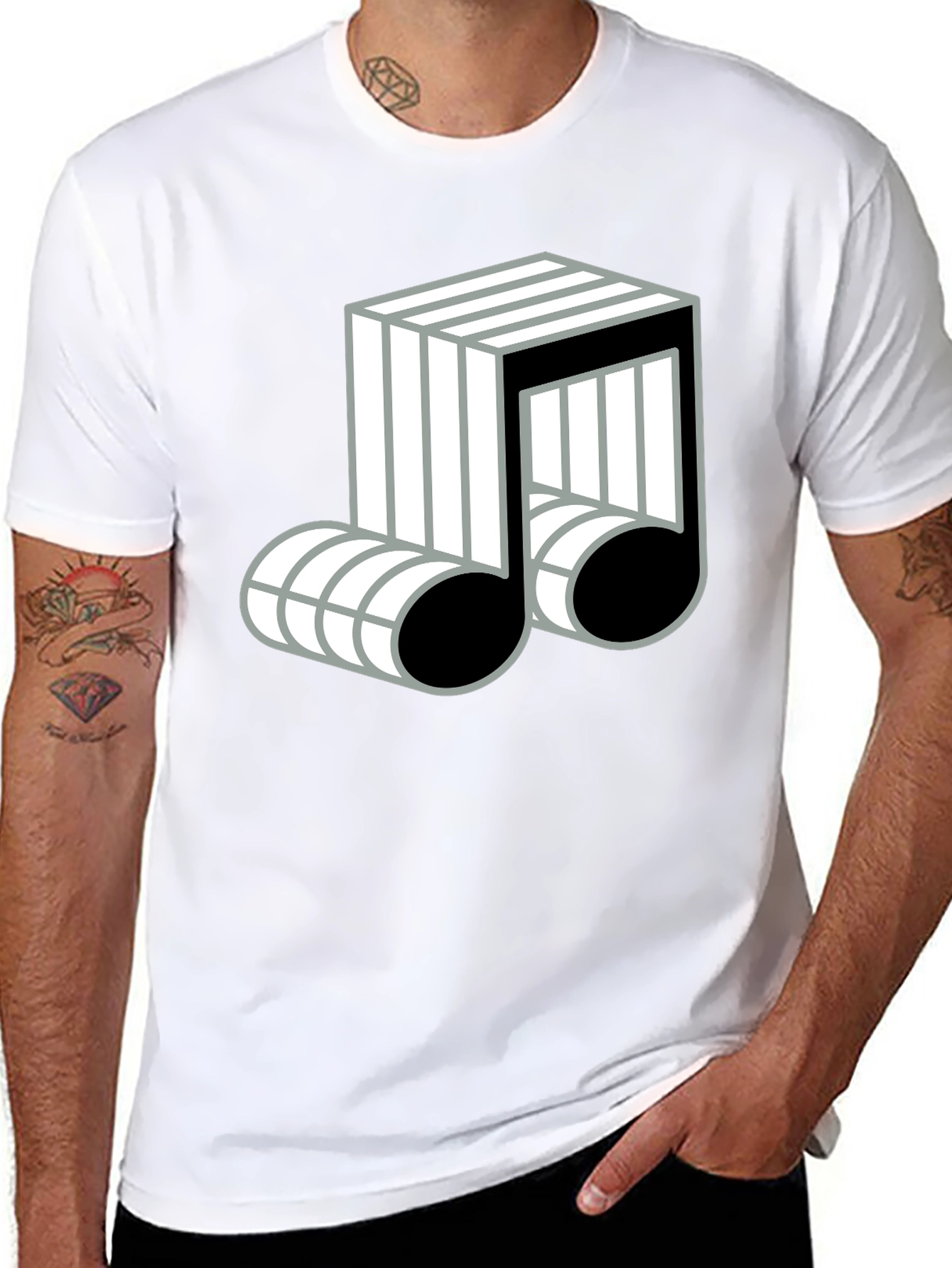 Cool Music Note Graphic Black T-Shirt
