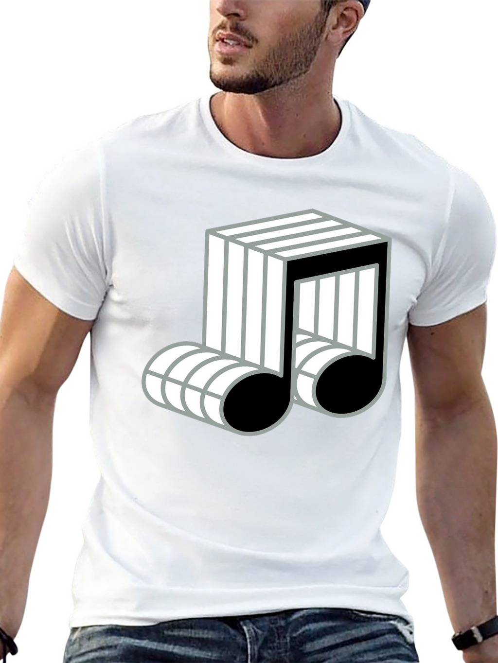 Cool Music Note Graphic Black T-Shirt