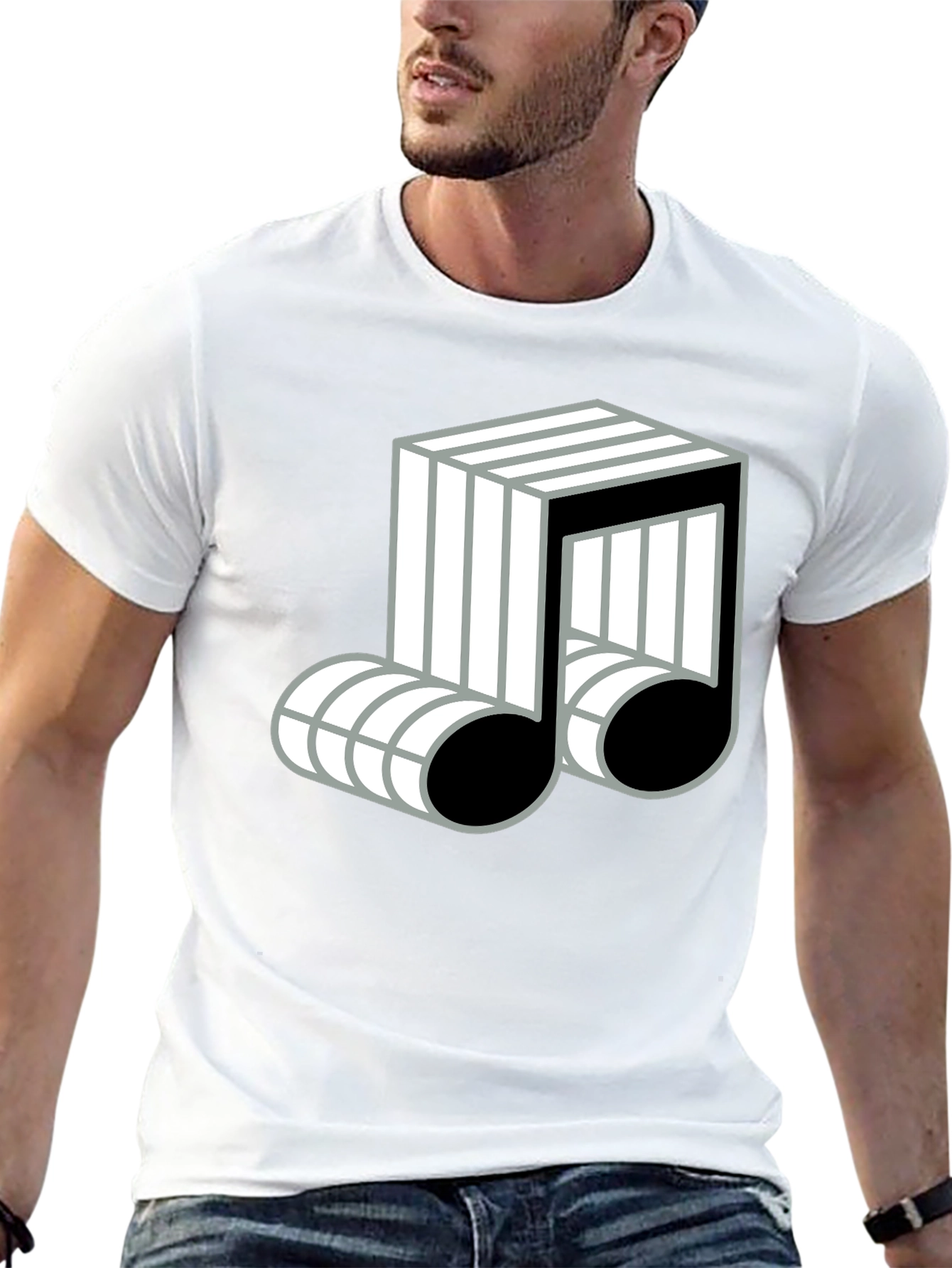 Cool Music Note Graphic Black T-Shirt