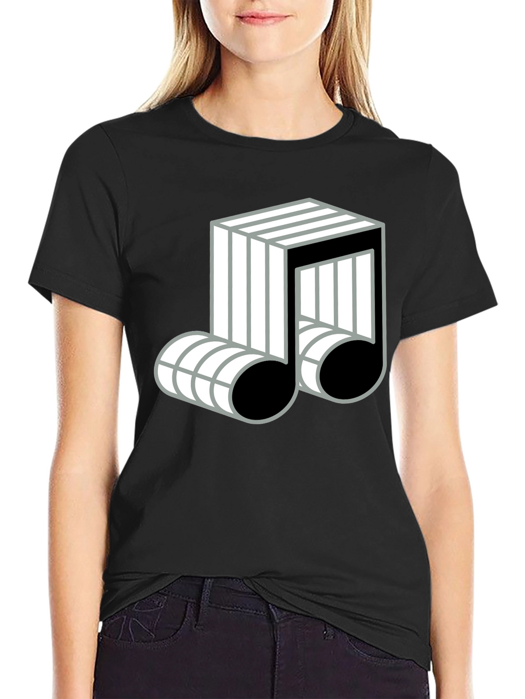Cool Music Note Graphic Black T-Shirt