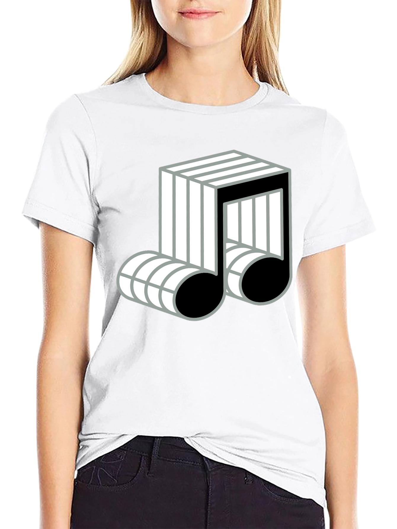 Cool Music Note Graphic Black T-Shirt
