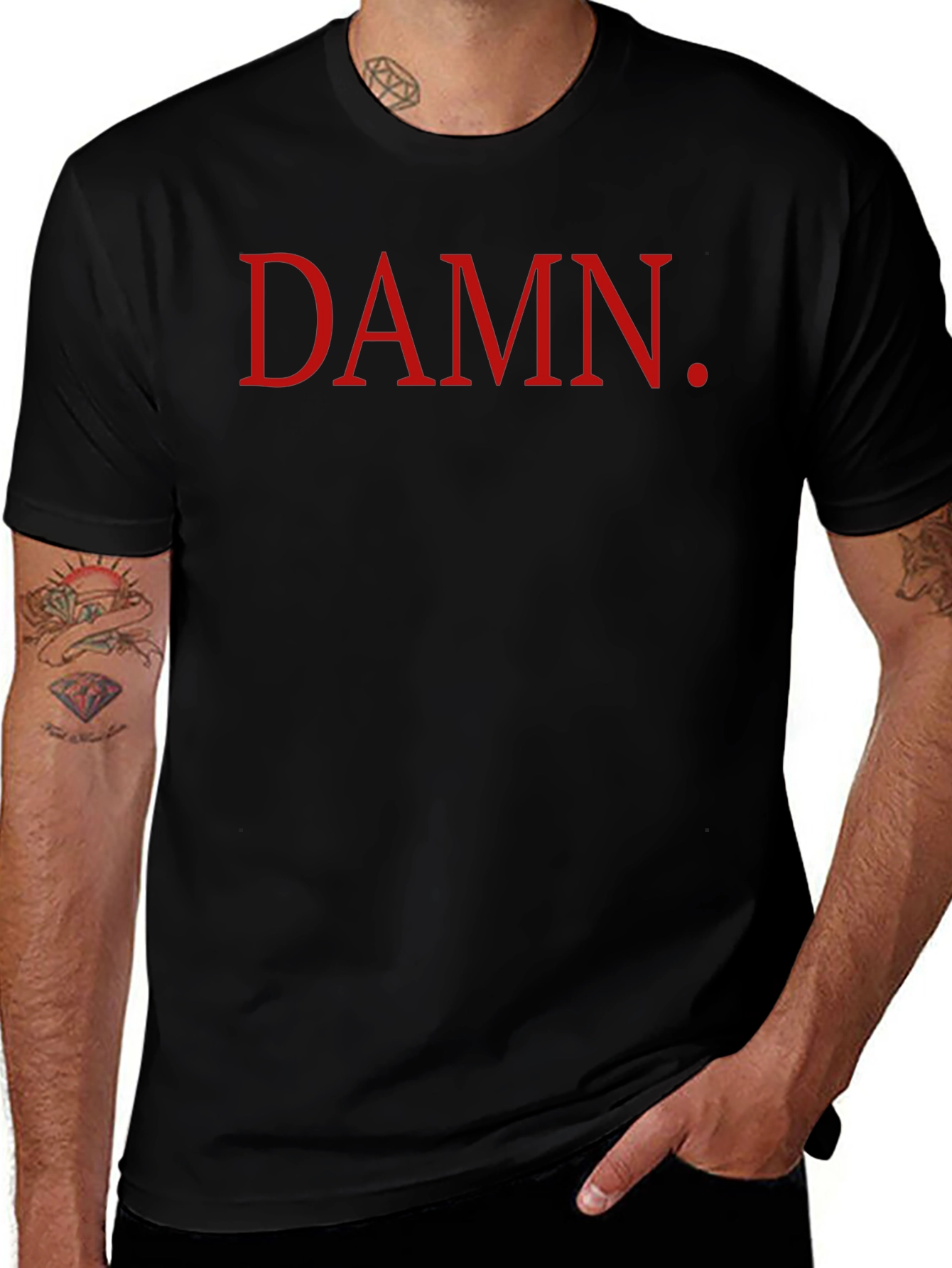 DAMN. Graphic T-Shirt - Bold Red Print on Black