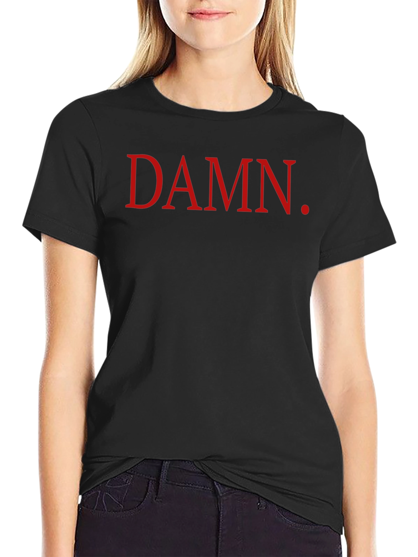 DAMN. Graphic T-Shirt - Bold Red Print on Black
