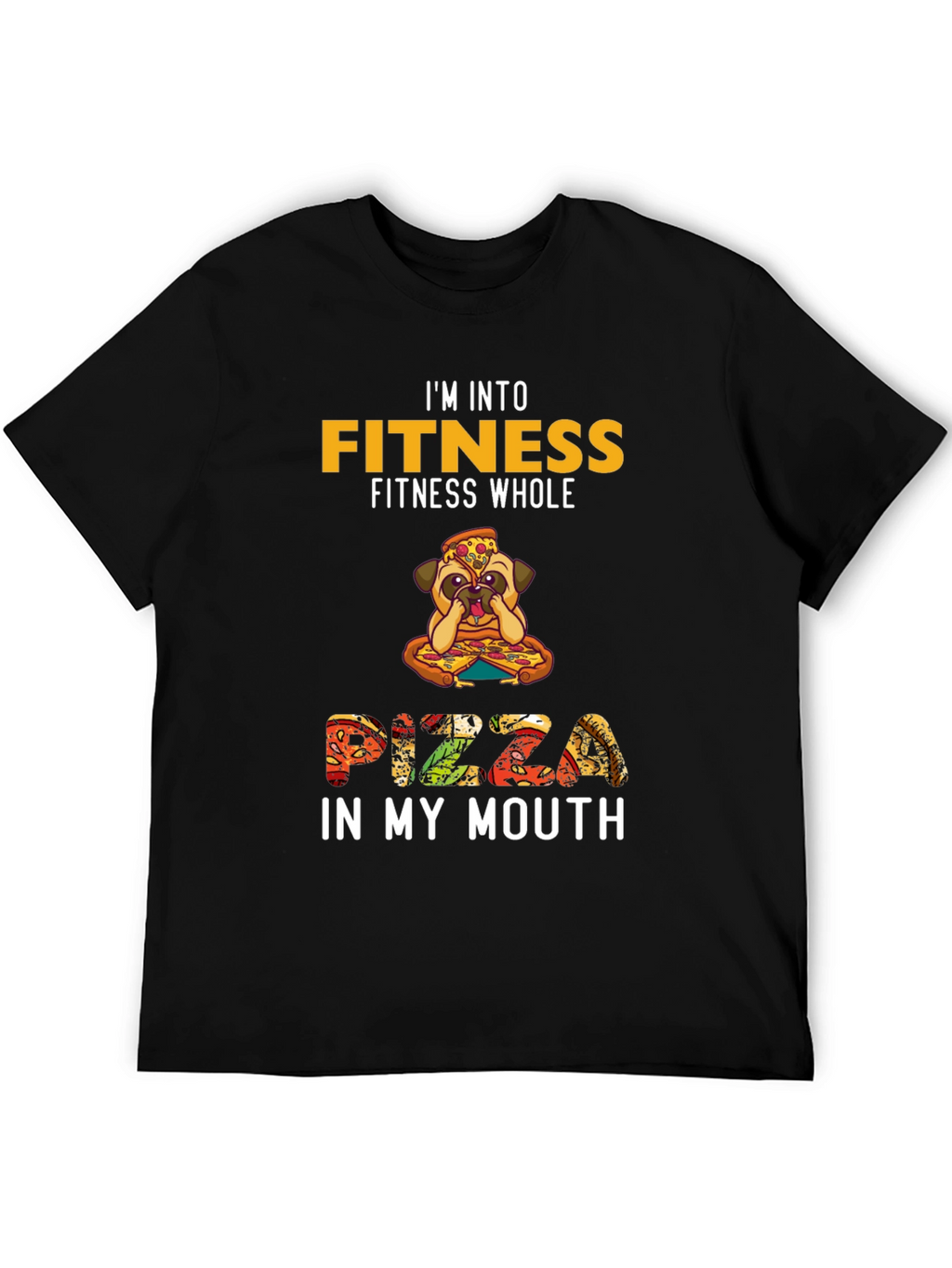 Fitness Pizza Pug Funny Graphic Tee