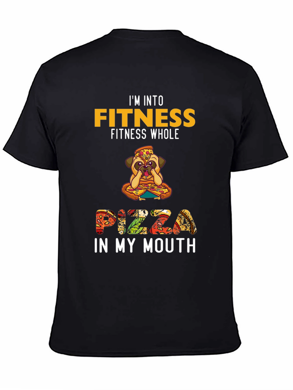 Fitness Pizza Pug Funny Graphic Tee