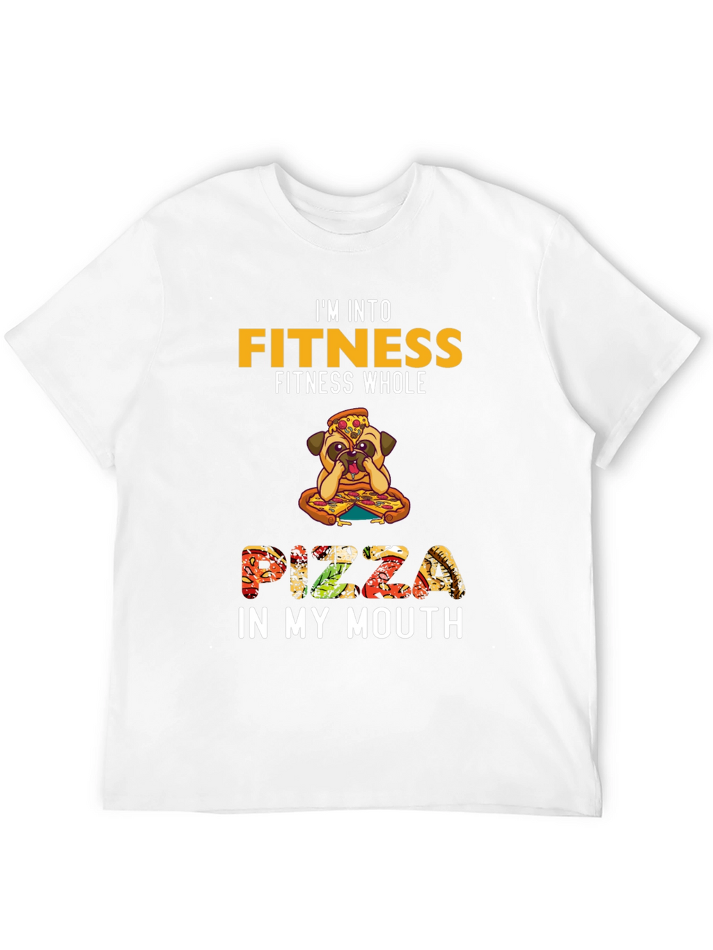 Fitness Pizza Pug Funny Graphic Tee