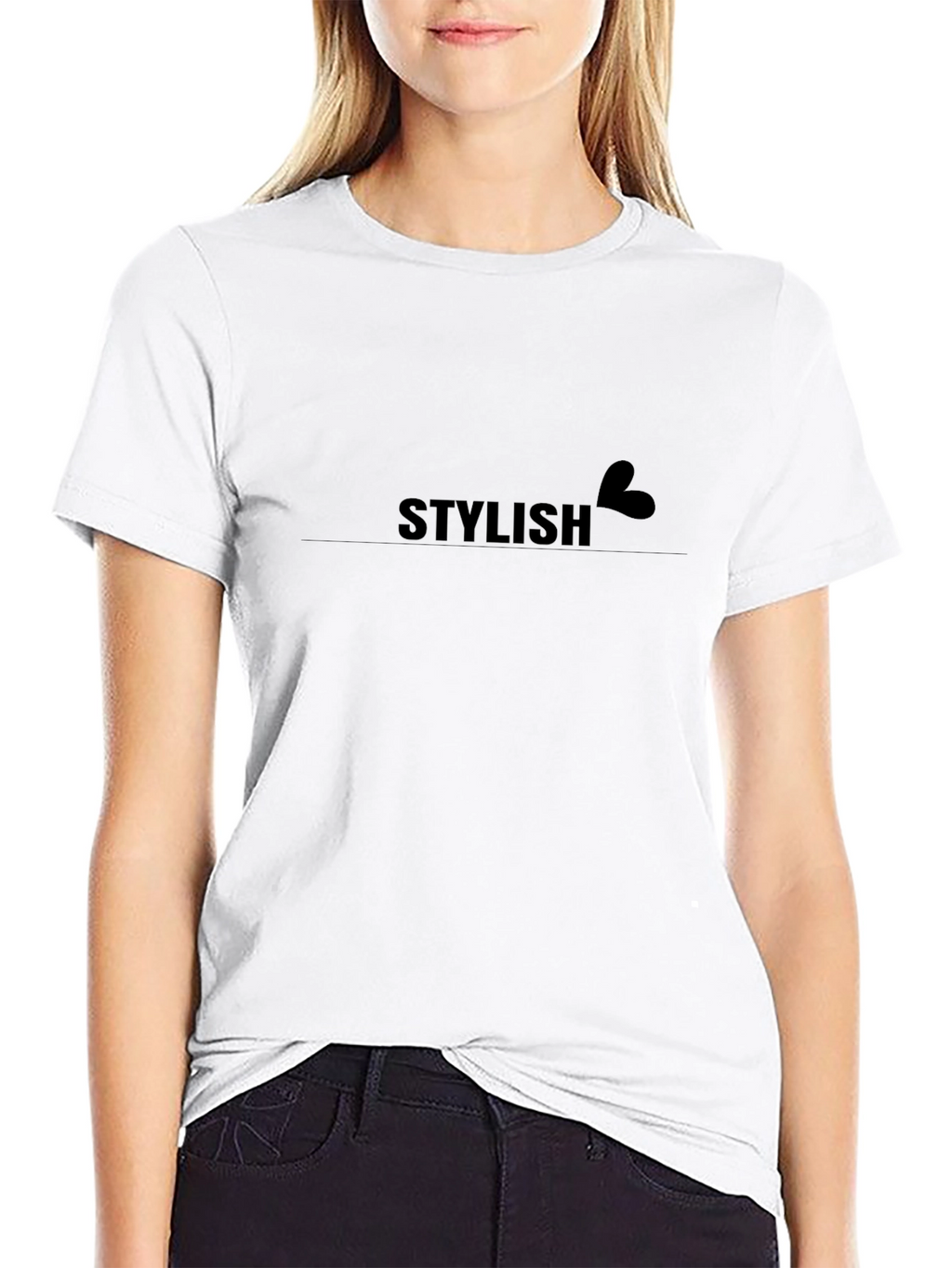 Stylish Heart Graphic Black T-Shirt