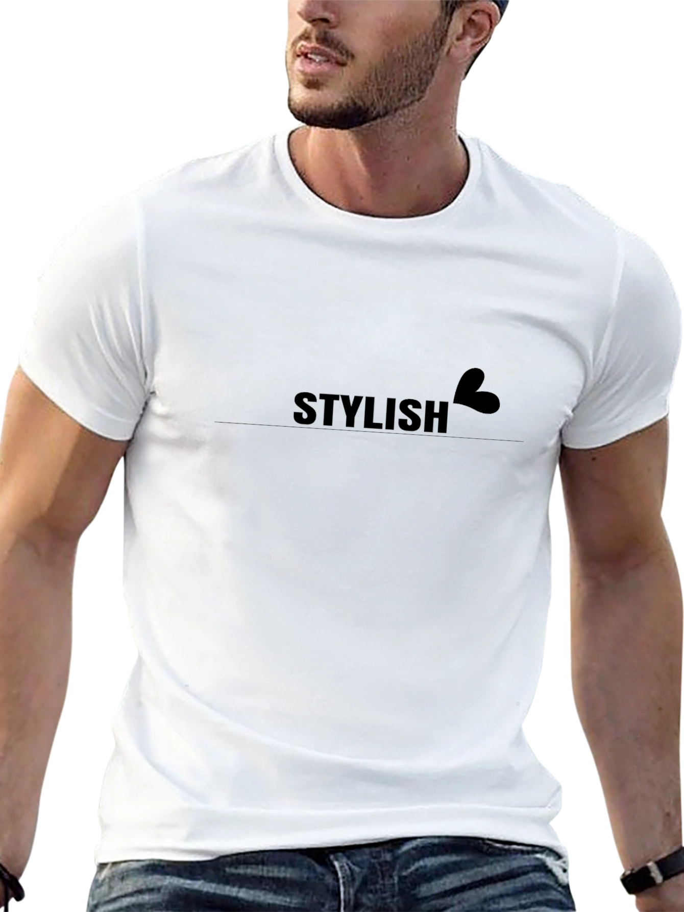 Stylish Heart Graphic Black T-Shirt