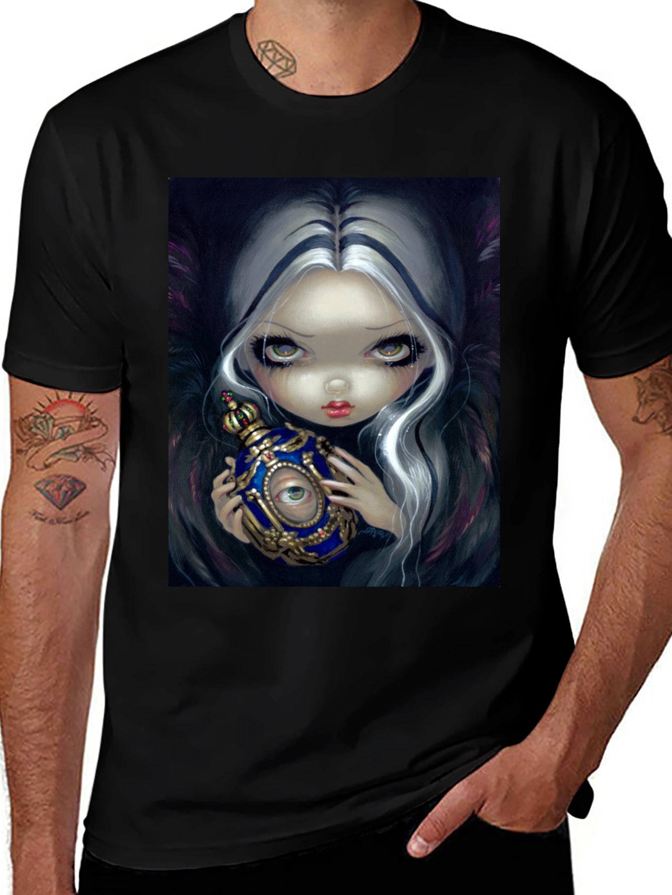 Eerie Eye Potion Black Graphic T-Shirt