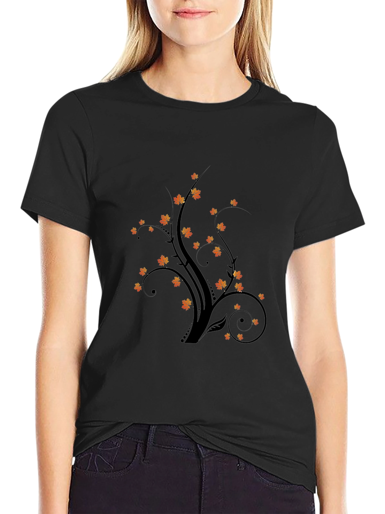 Autumnal Tree Graphic Tee - Black