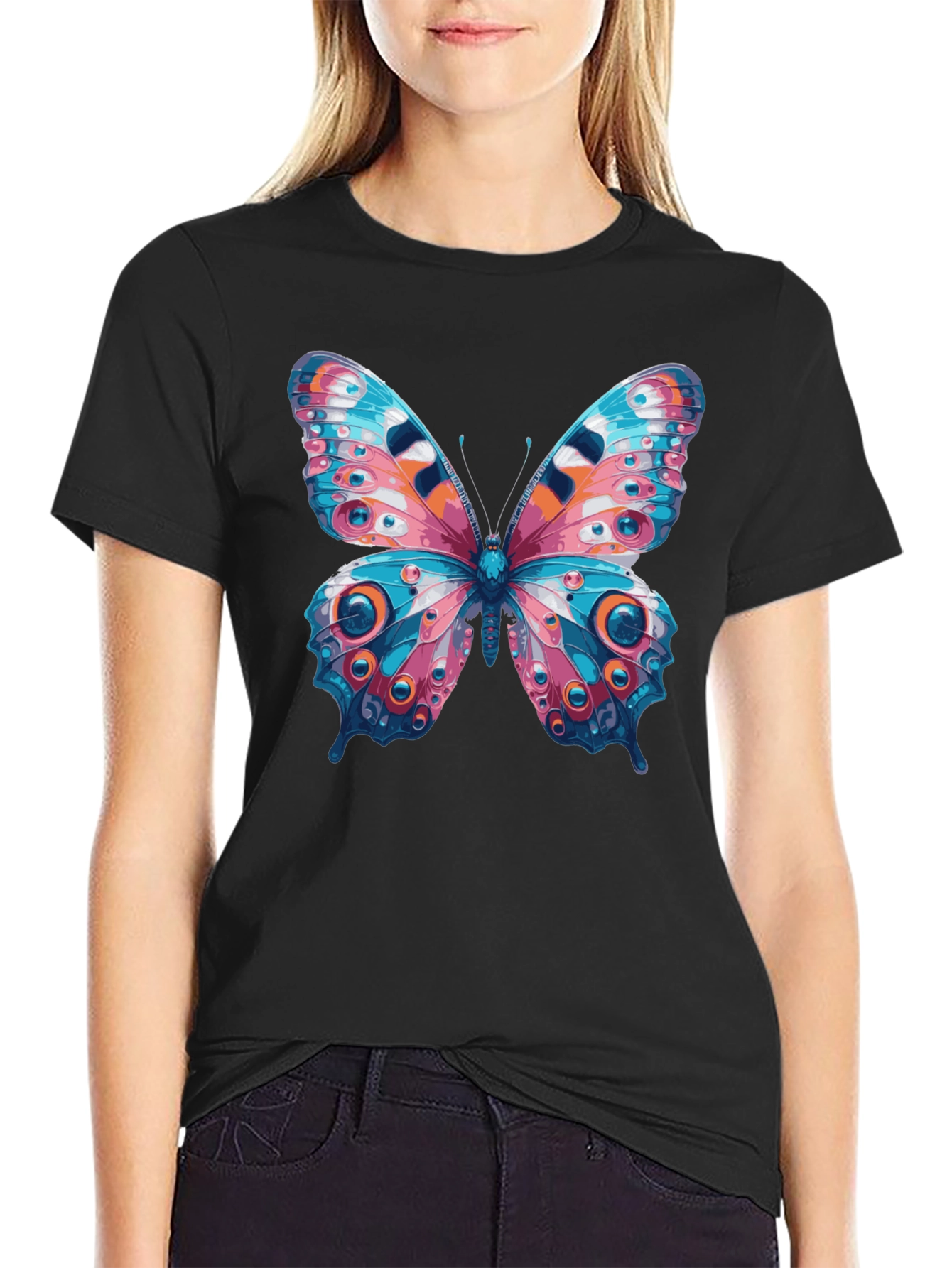 Butterfly Graphic Black T-Shirt