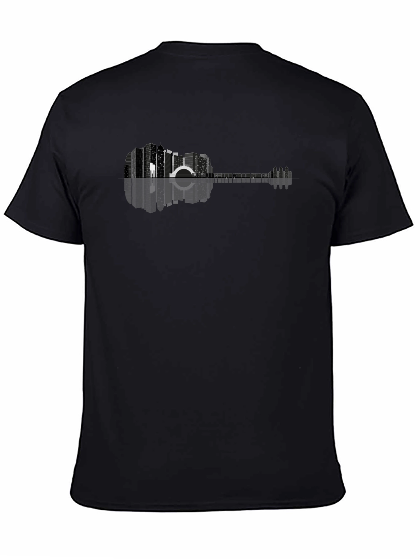 Cityscape Guitar Graphic Tee - Modern Urban Design
