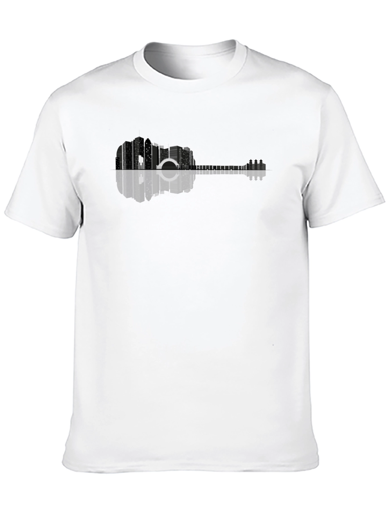 Cityscape Guitar Graphic Tee - Modern Urban Design