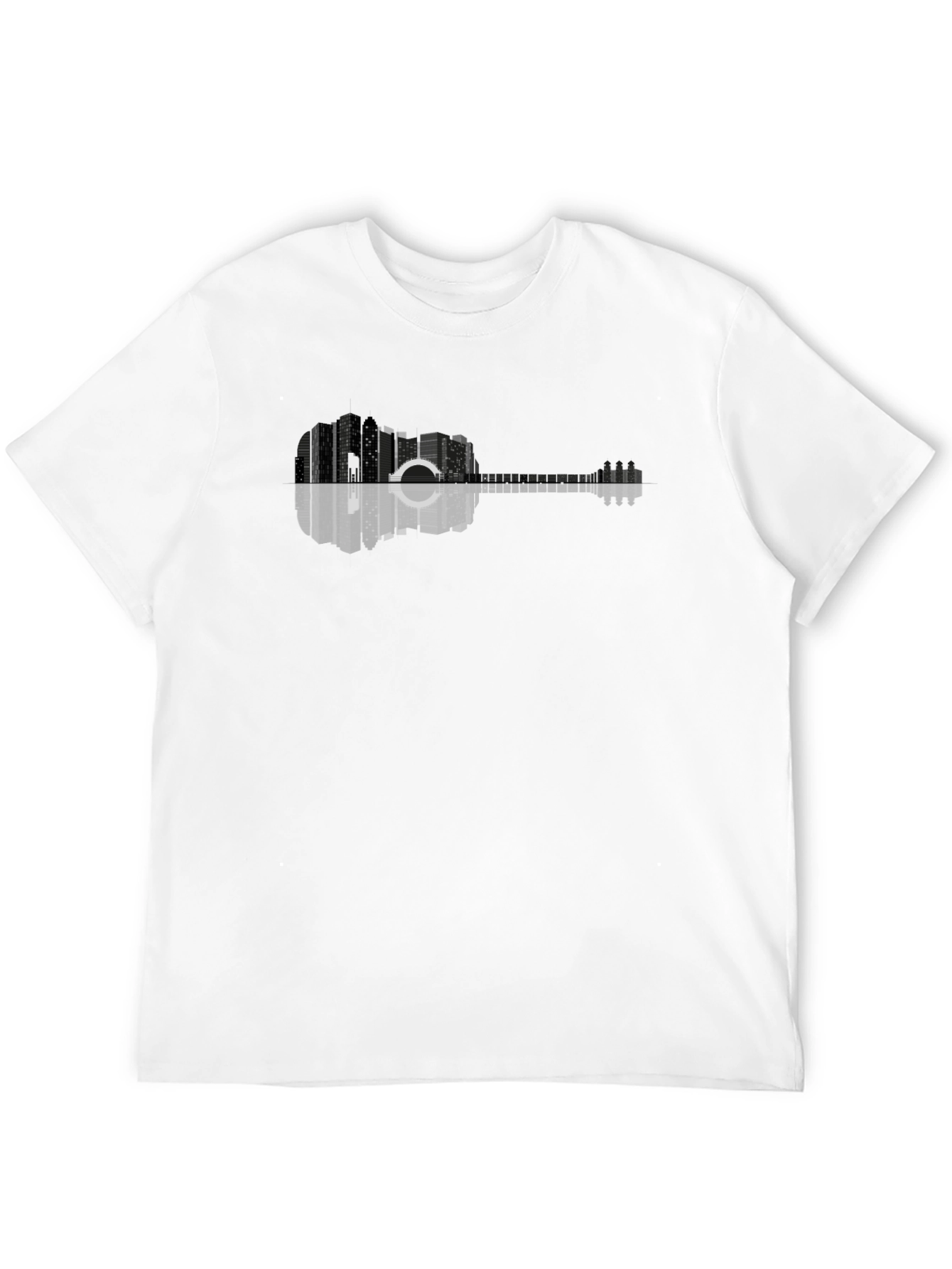 Cityscape Guitar Graphic Tee - Modern Urban Design