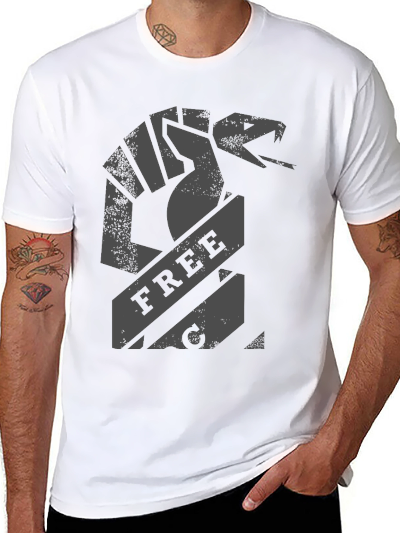 Freedom Fist Snake Graphic Tee - Black Cotton T-Shirt