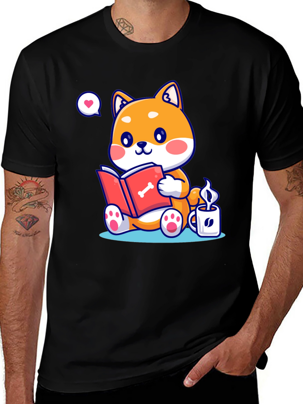 Dog Lover T-Shirt - Shiba Inu Reading