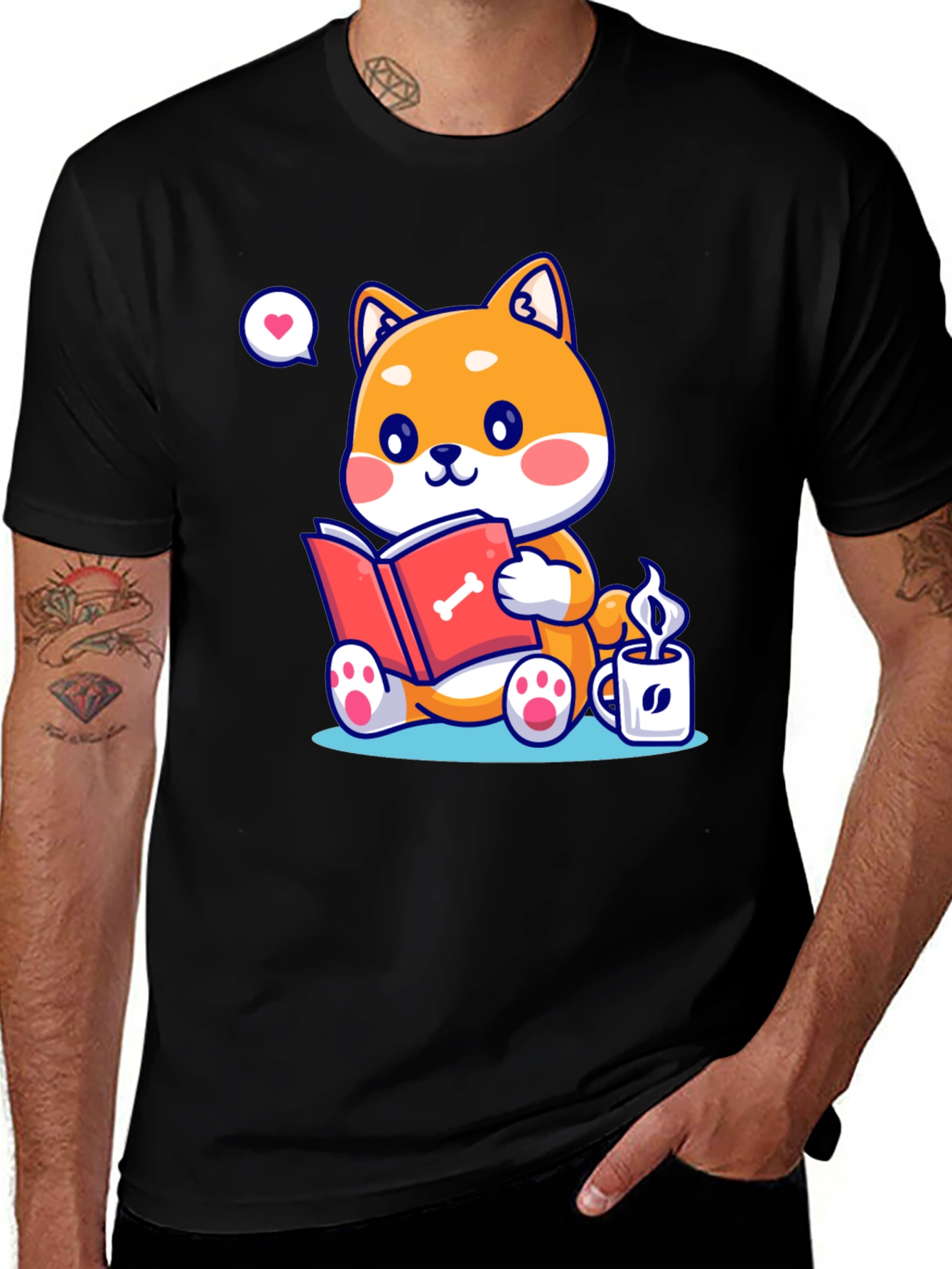 Dog Lover T-Shirt - Shiba Inu Reading