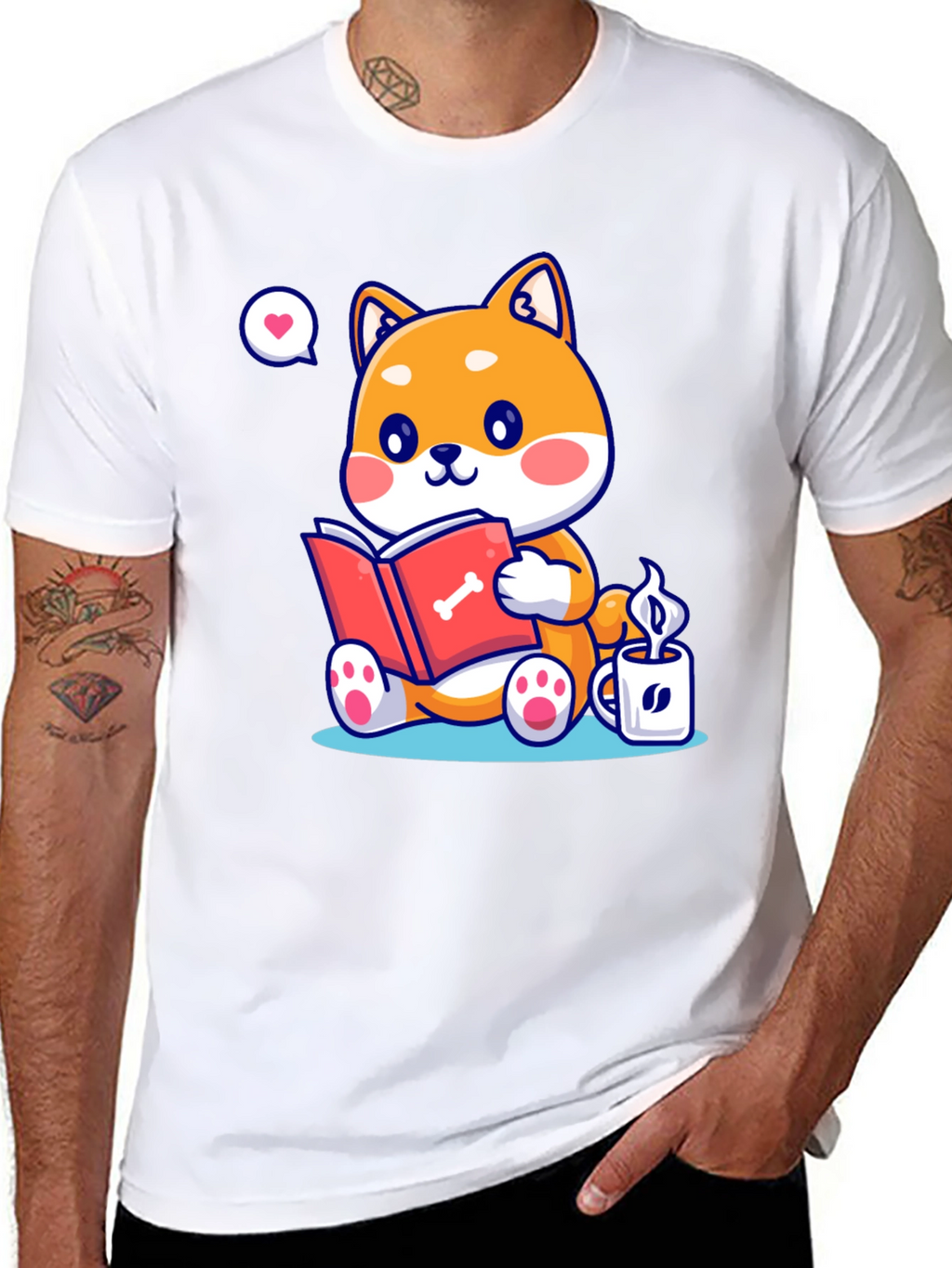 Dog Lover T-Shirt - Shiba Inu Reading
