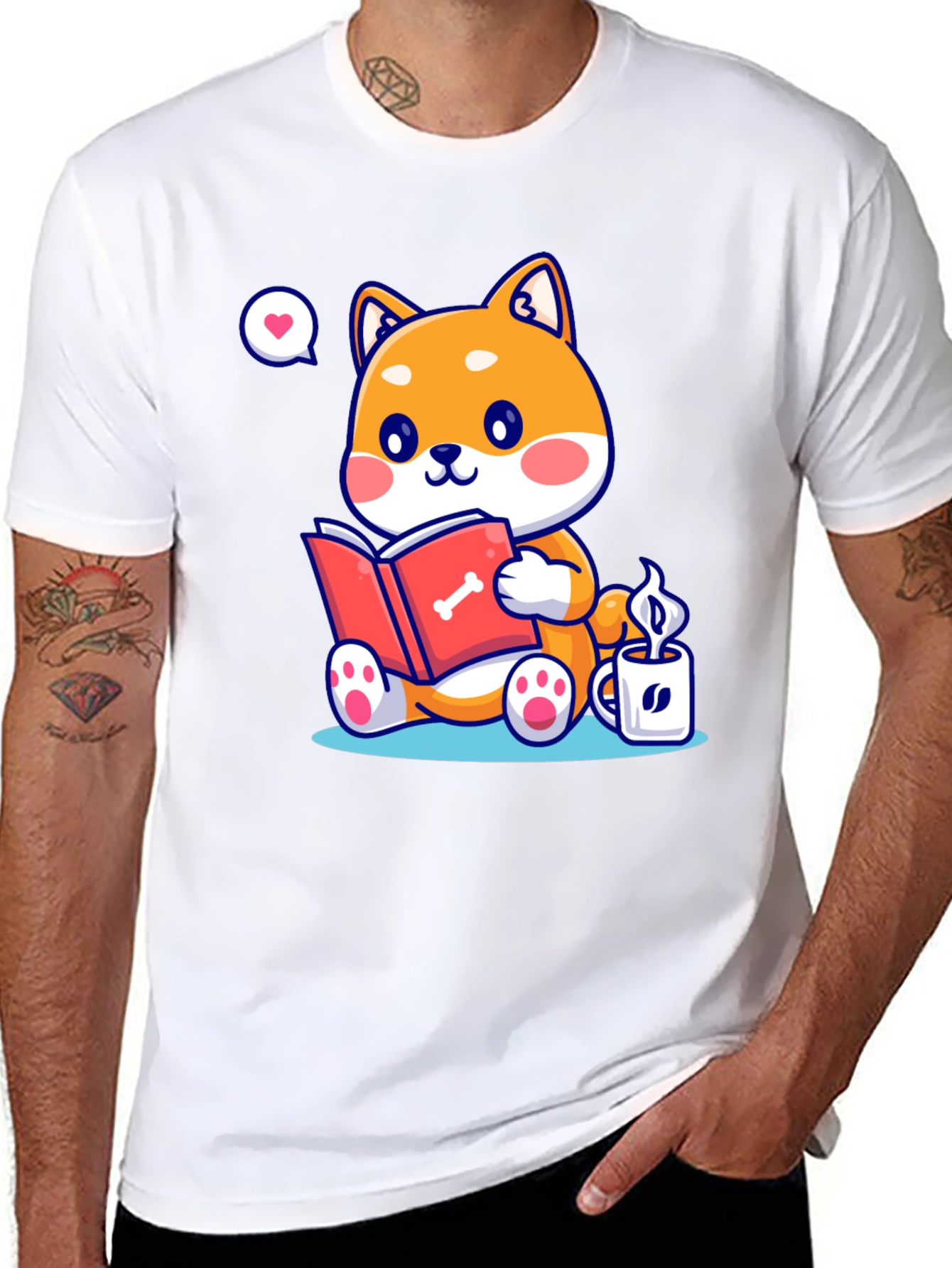 Dog Lover T-Shirt - Shiba Inu Reading