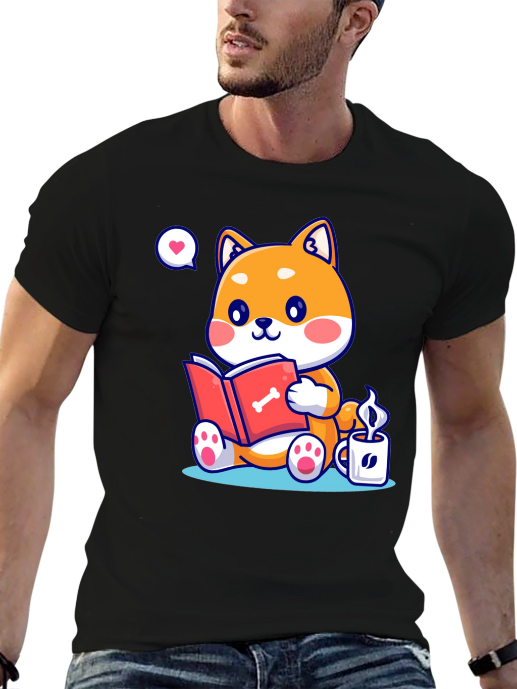 Dog Lover T-Shirt - Shiba Inu Reading