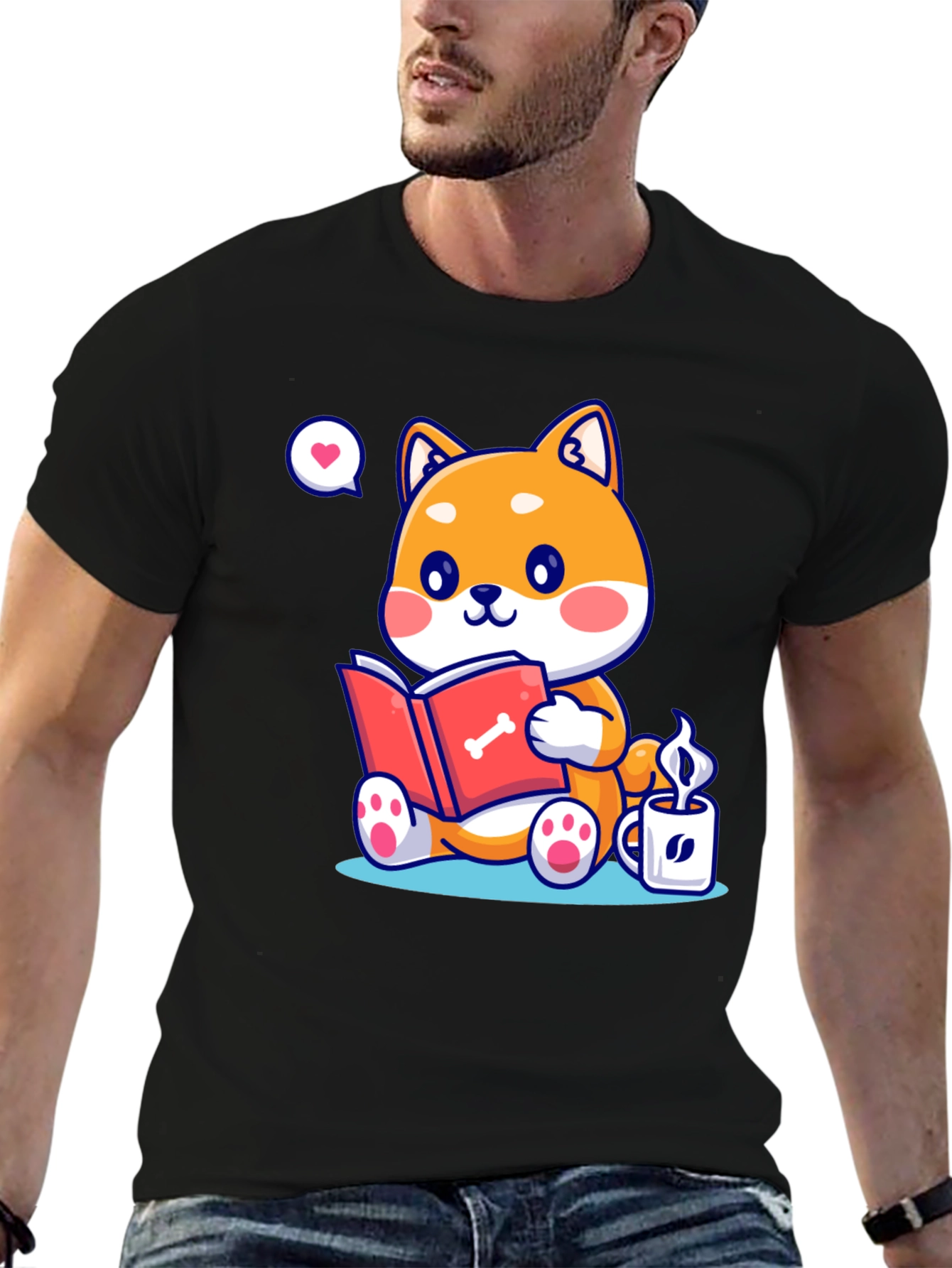 Dog Lover T-Shirt - Shiba Inu Reading
