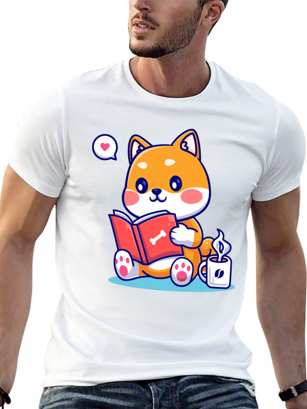 Dog Lover T-Shirt - Shiba Inu Reading