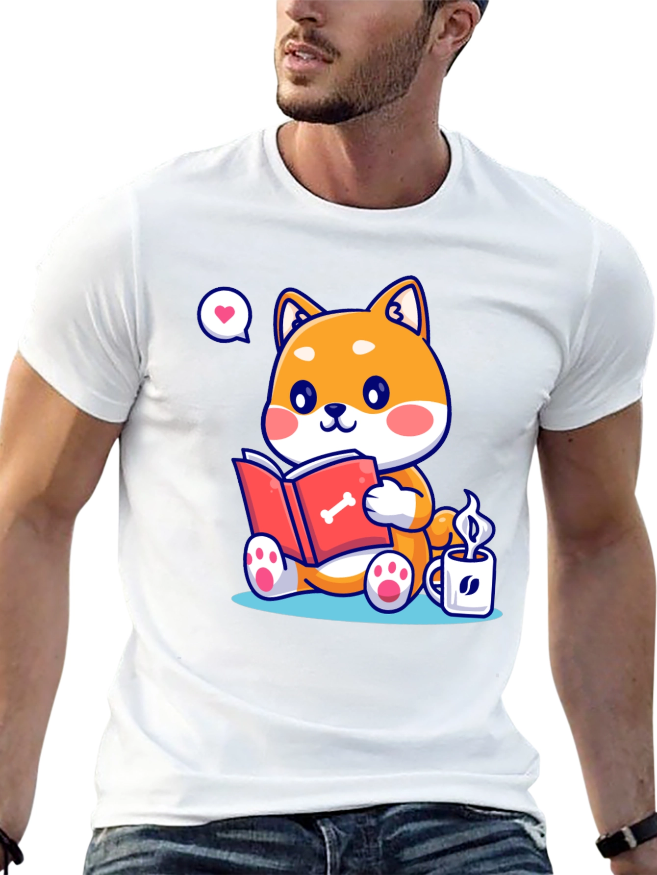 Dog Lover T-Shirt - Shiba Inu Reading