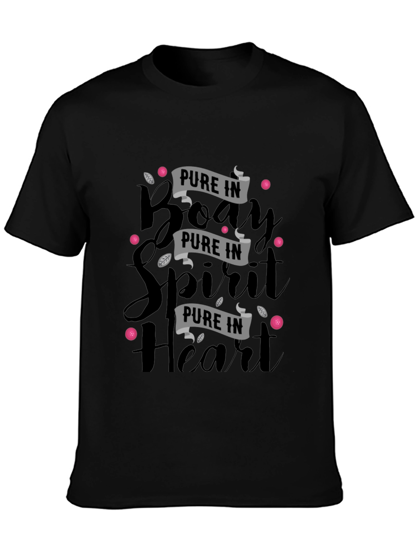 Pure in Body Spirit & Heart Black Graphic Tee