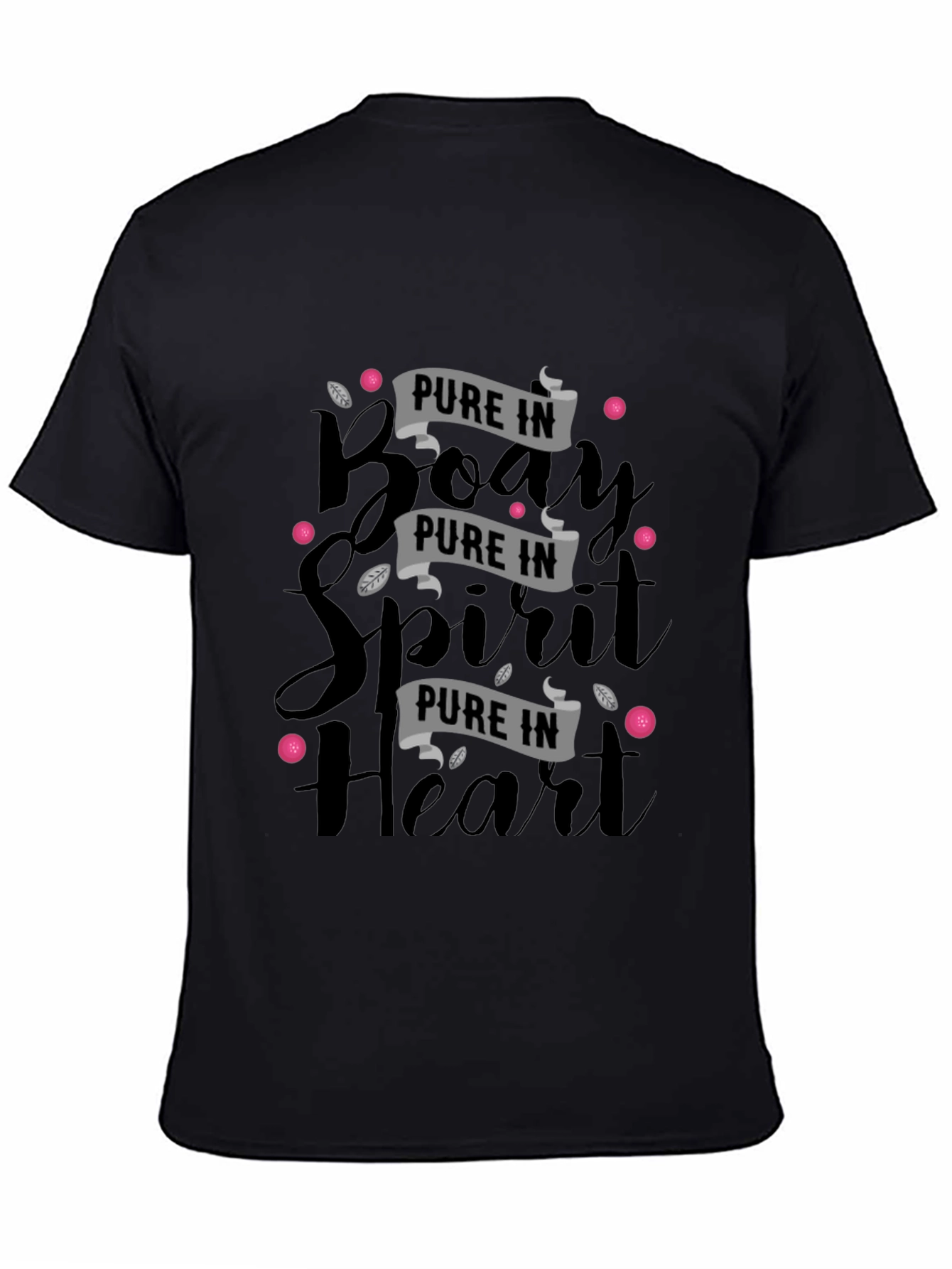 Pure in Body Spirit & Heart Black Graphic Tee