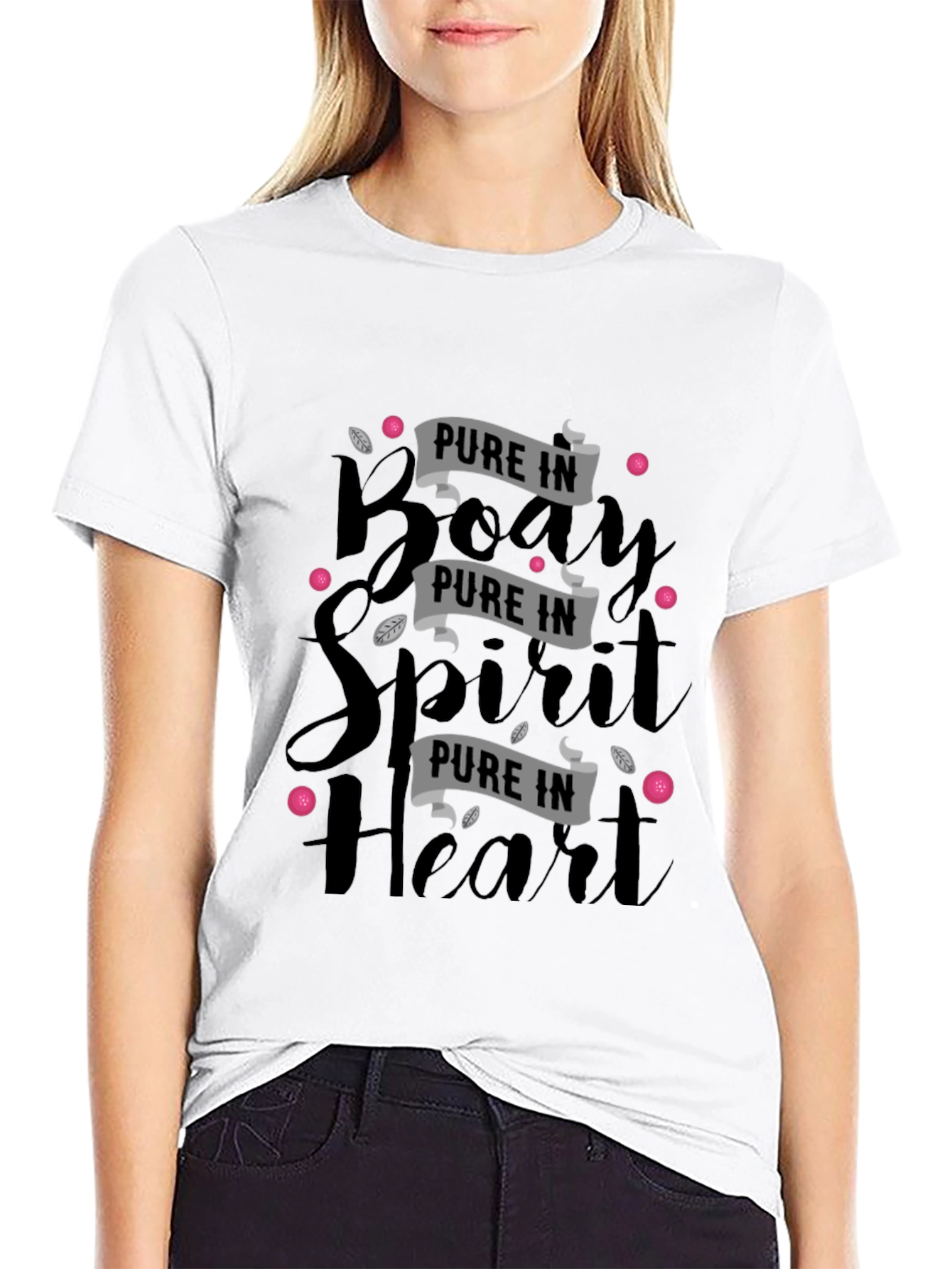 Pure in Body Spirit & Heart Black Graphic Tee