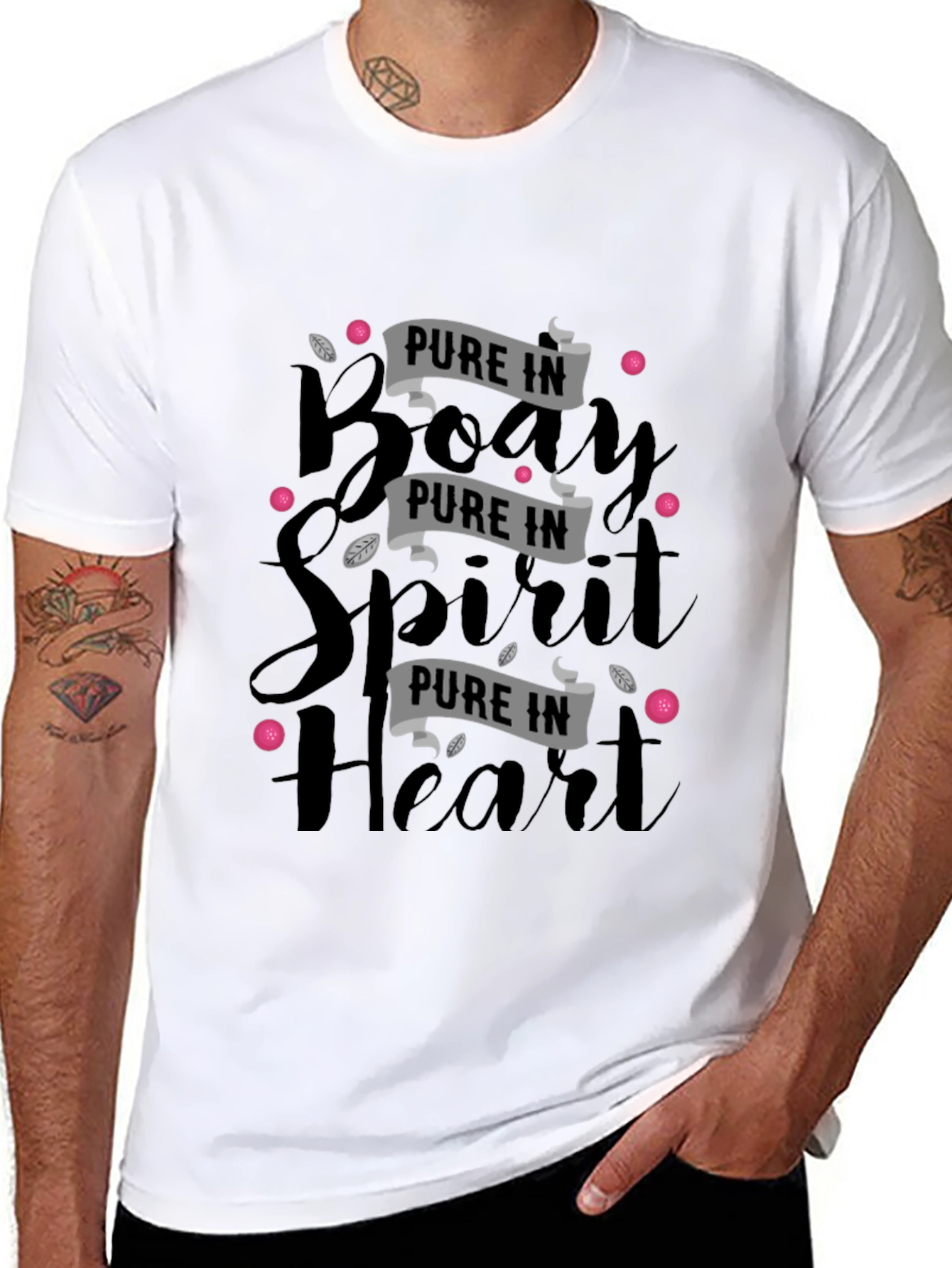 Pure in Body Spirit & Heart Black Graphic Tee
