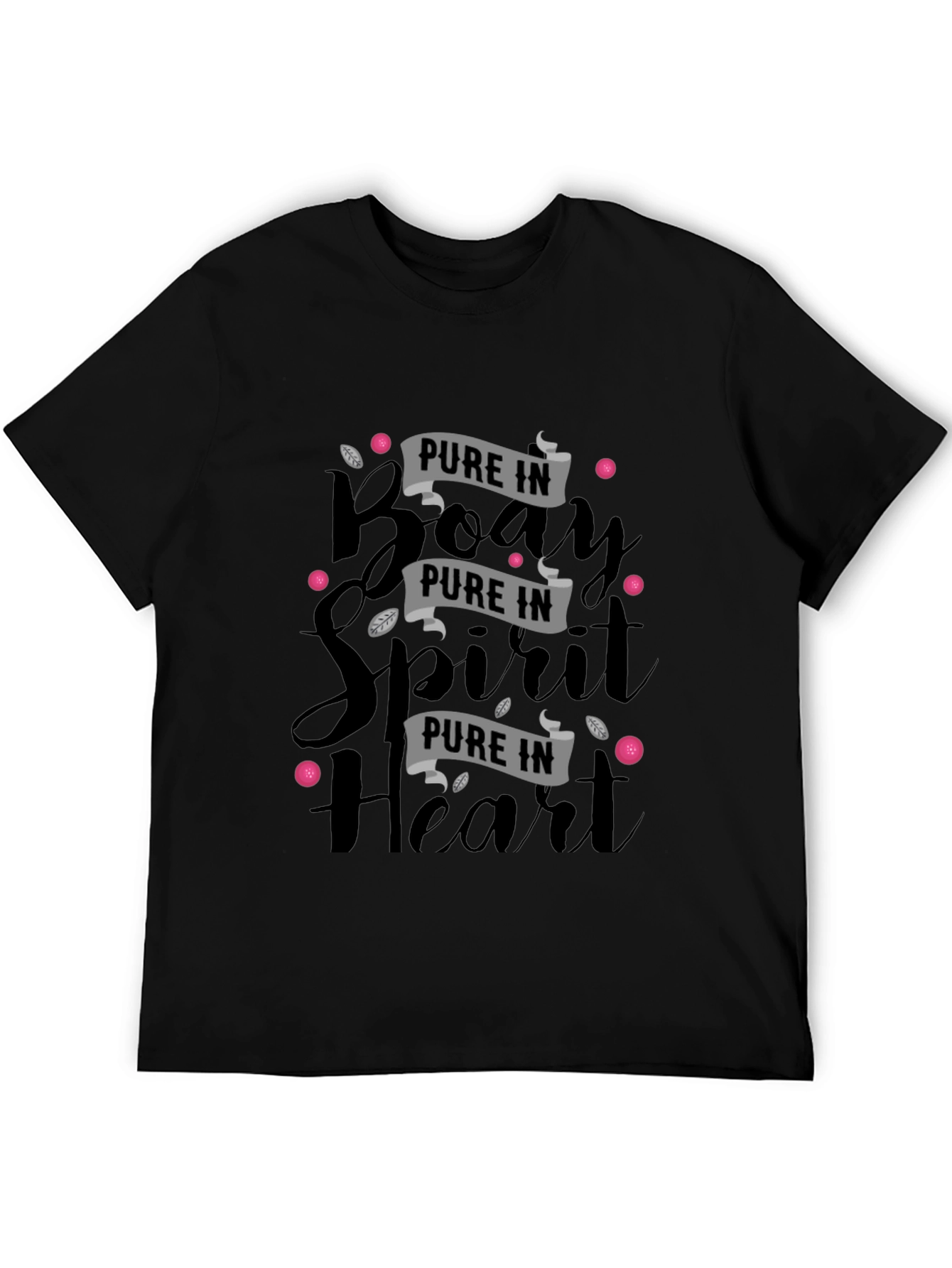 Pure in Body Spirit & Heart Black Graphic Tee