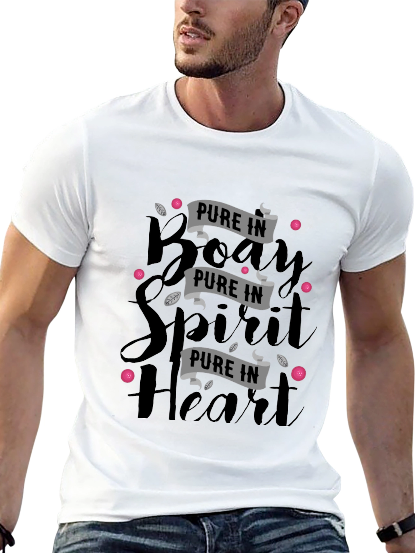 Pure in Body Spirit & Heart Black Graphic Tee