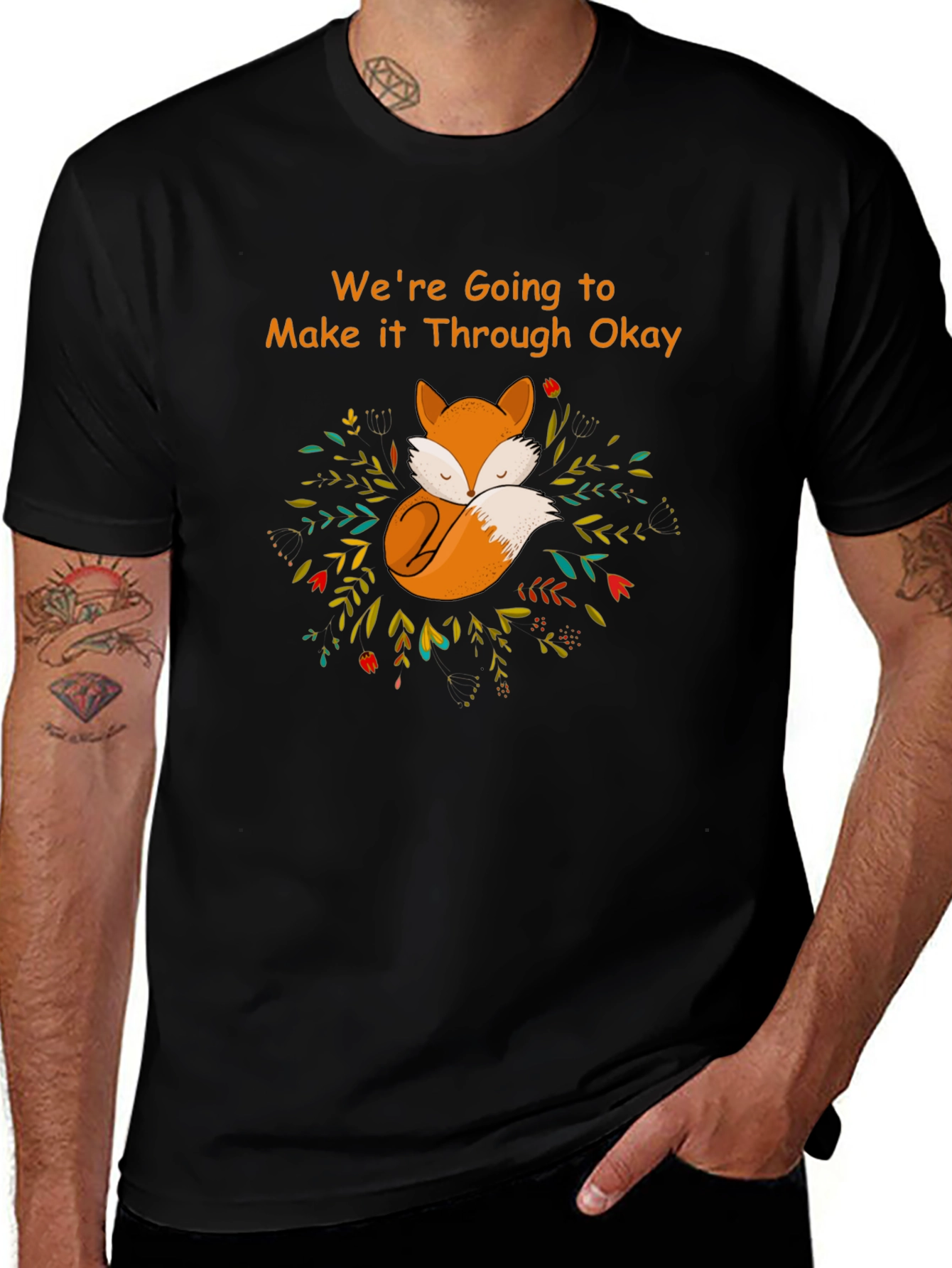 Cozy Fox Graphic T-Shirt - Were Going to Make it Through Okay