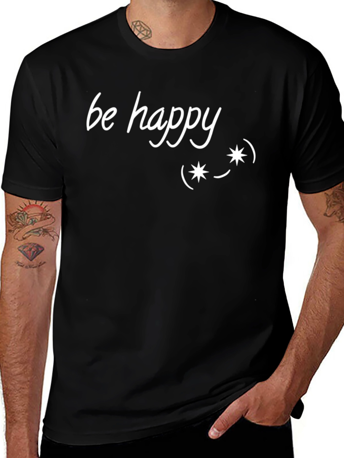 Be Happy Graphic Tee - Unisex Black T-Shirt
