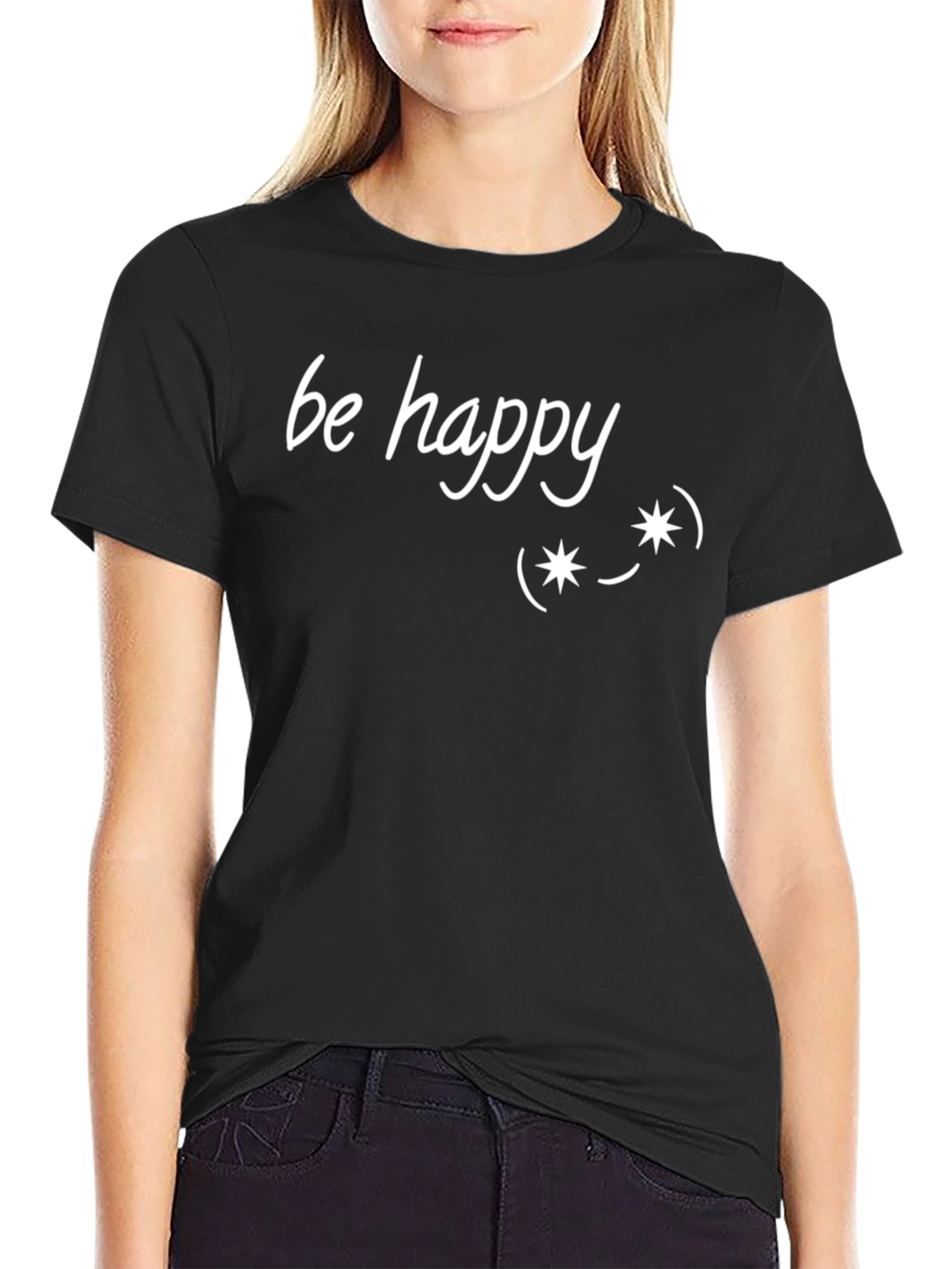 Be Happy Graphic Tee - Unisex Black T-Shirt