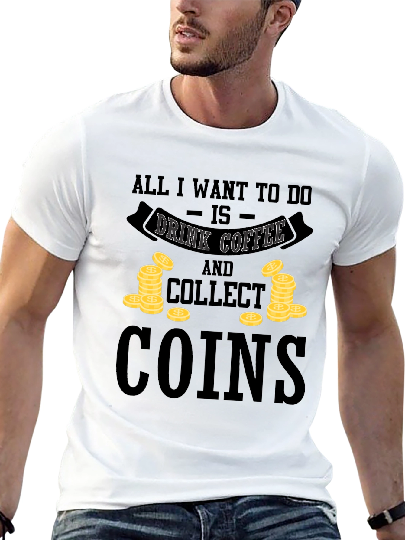 Coffee & Coins Graphic Tee - Black Unisex Shirt