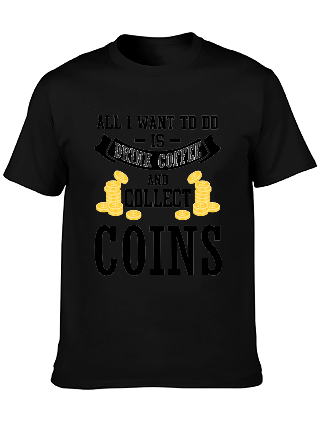 Coffee & Coins Graphic Tee - Black Unisex Shirt
