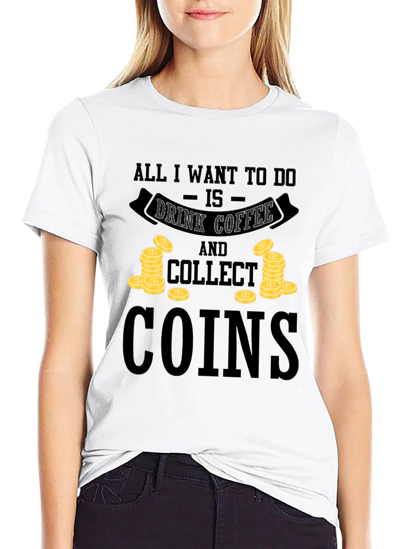 Coffee & Coins Graphic Tee - Black Unisex Shirt