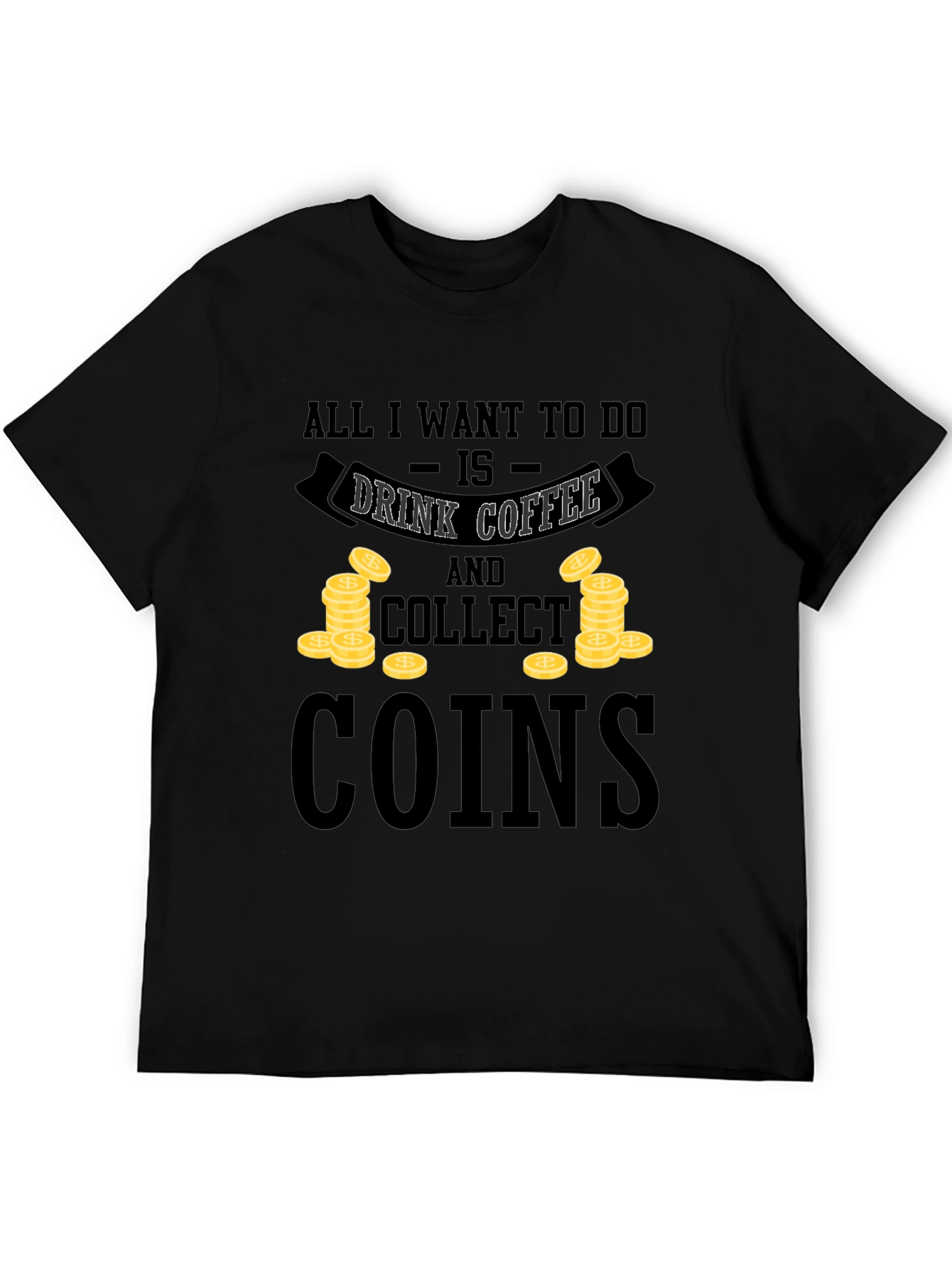 Coffee & Coins Graphic Tee - Black Unisex Shirt