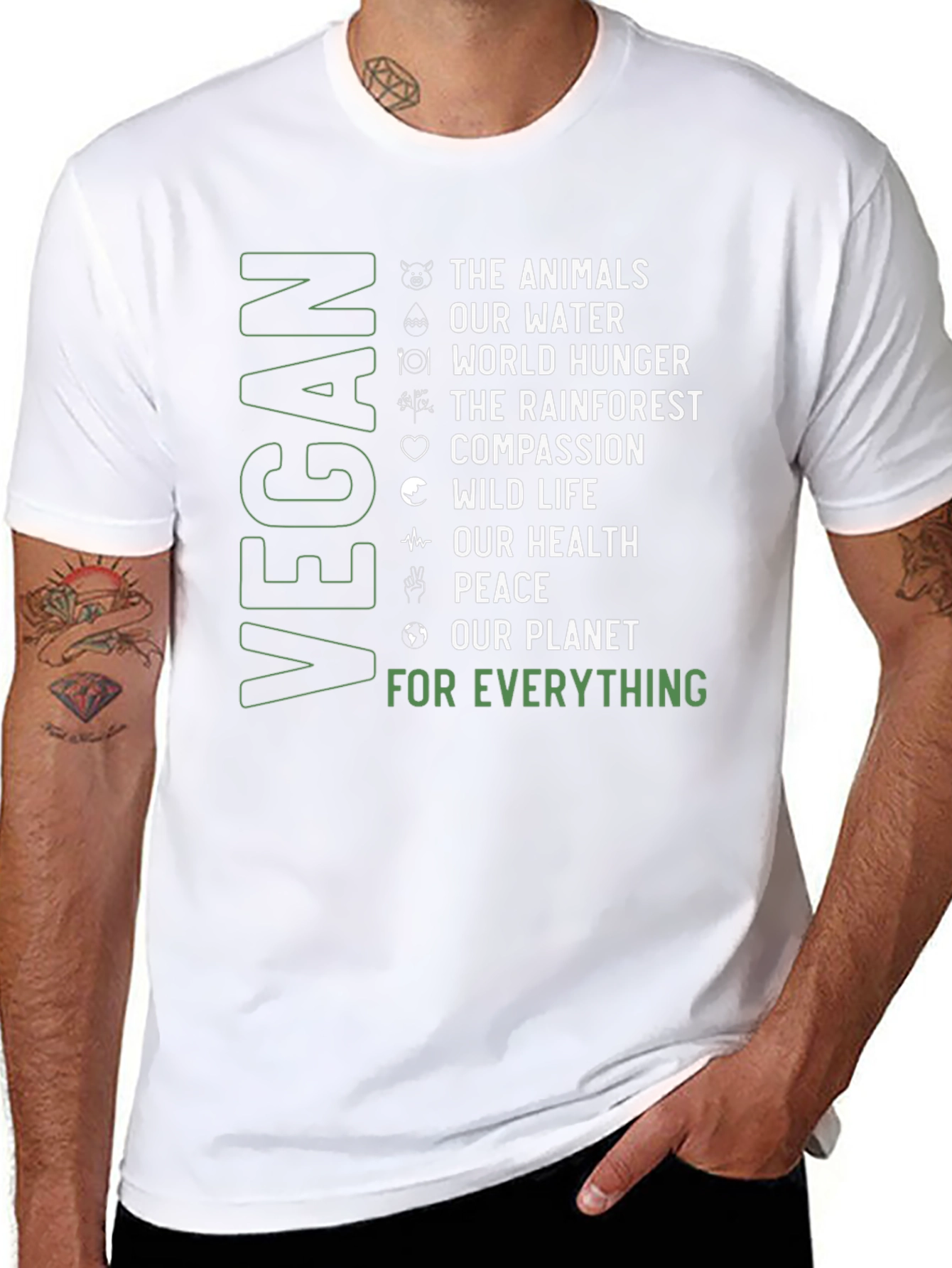 Vegan Cause T-Shirt: Animals Water Planet & More