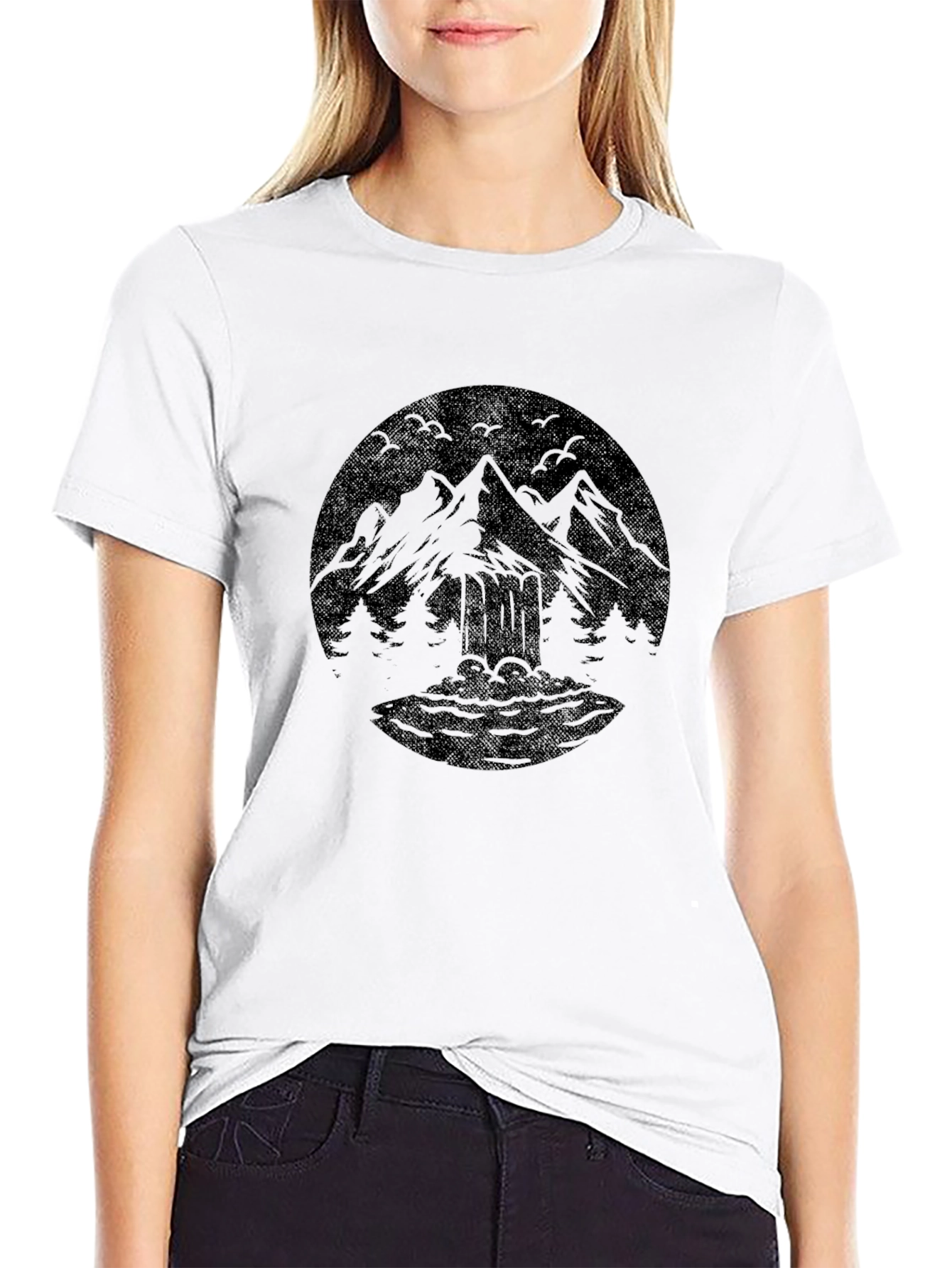 Mountain Graphic Black Crew Neck T-Shirt