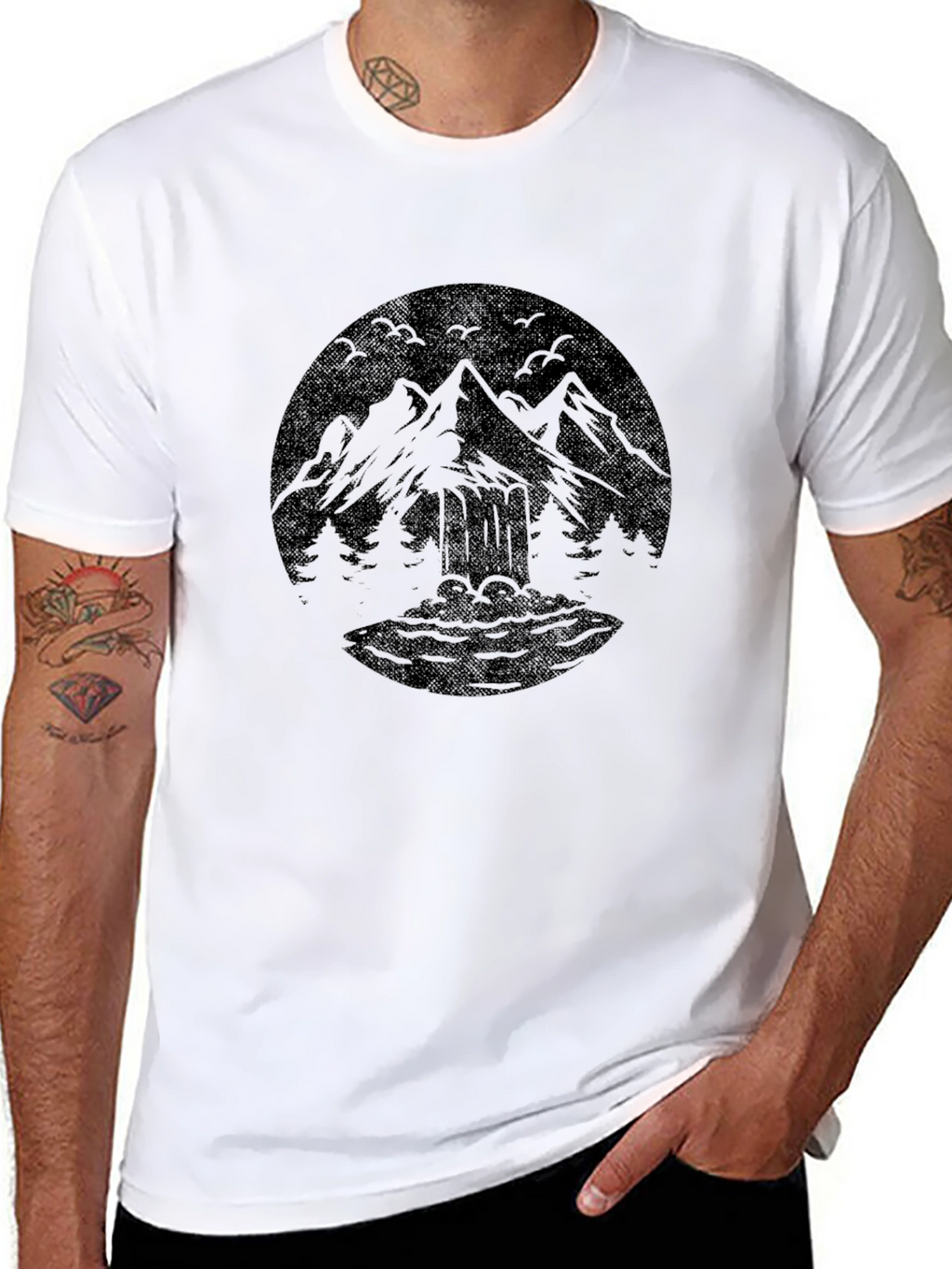 Mountain Graphic Black Crew Neck T-Shirt