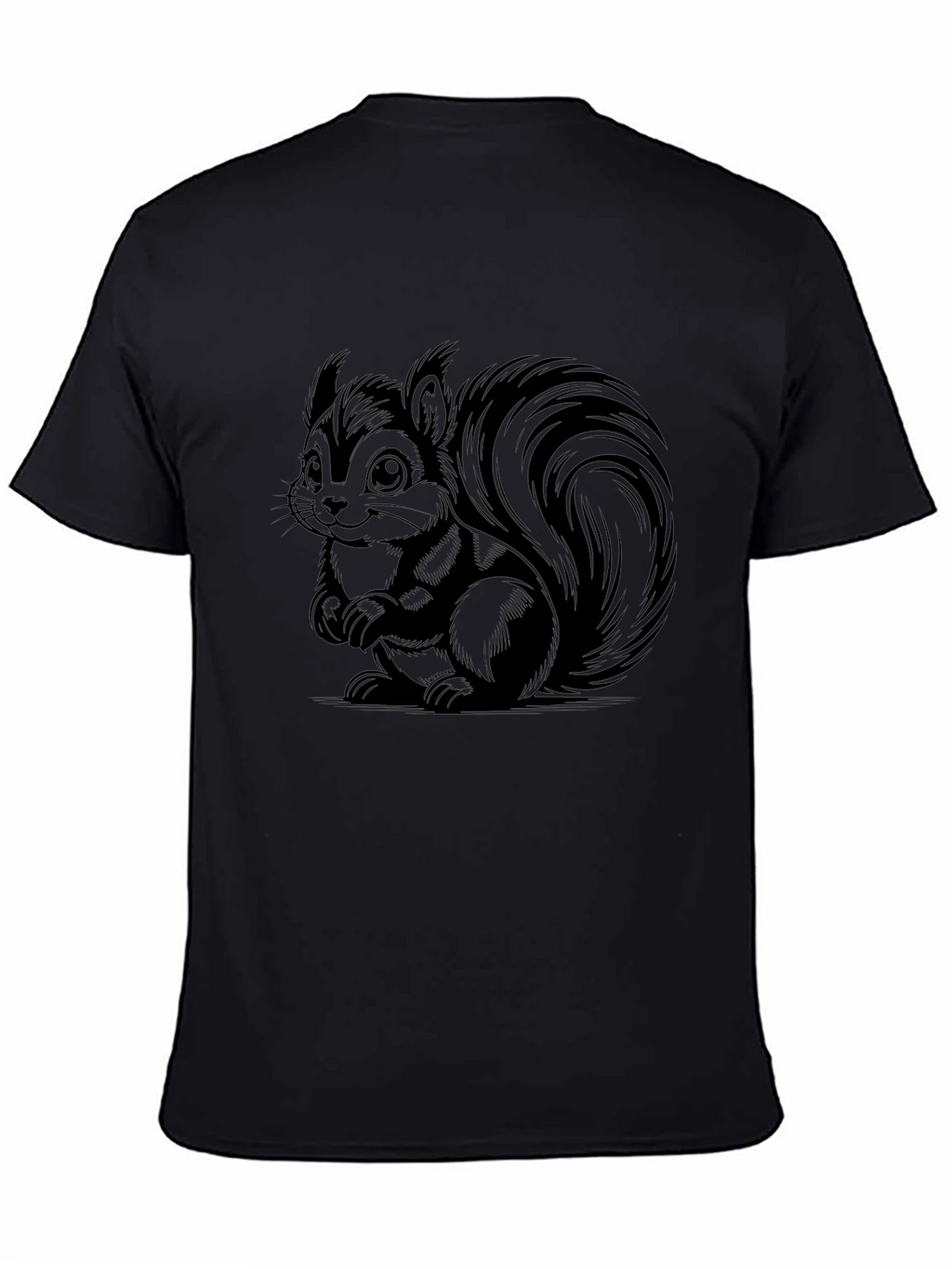 Cute Squirrel Graphic T-Shirt - Black