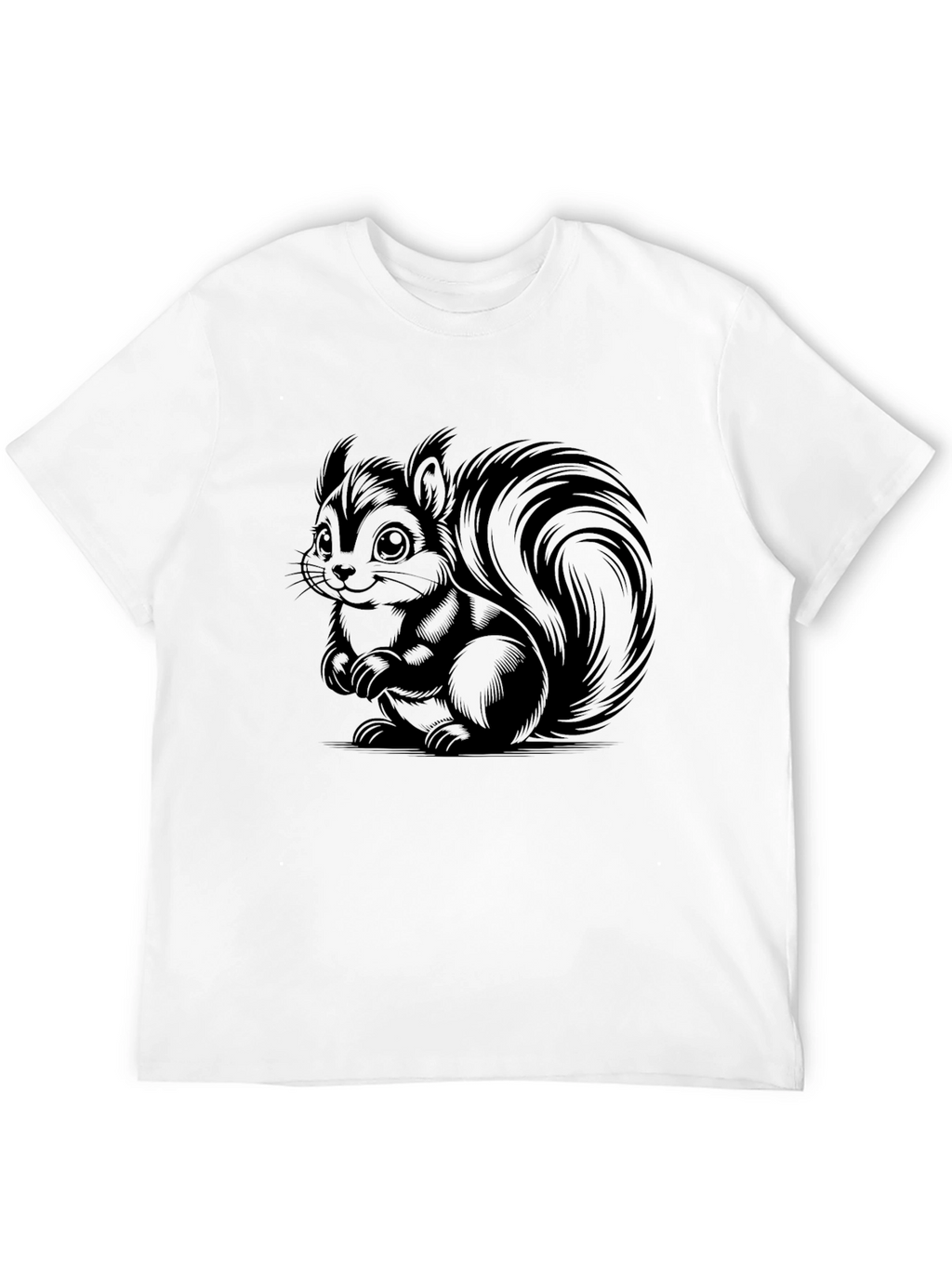 Cute Squirrel Graphic T-Shirt - Black