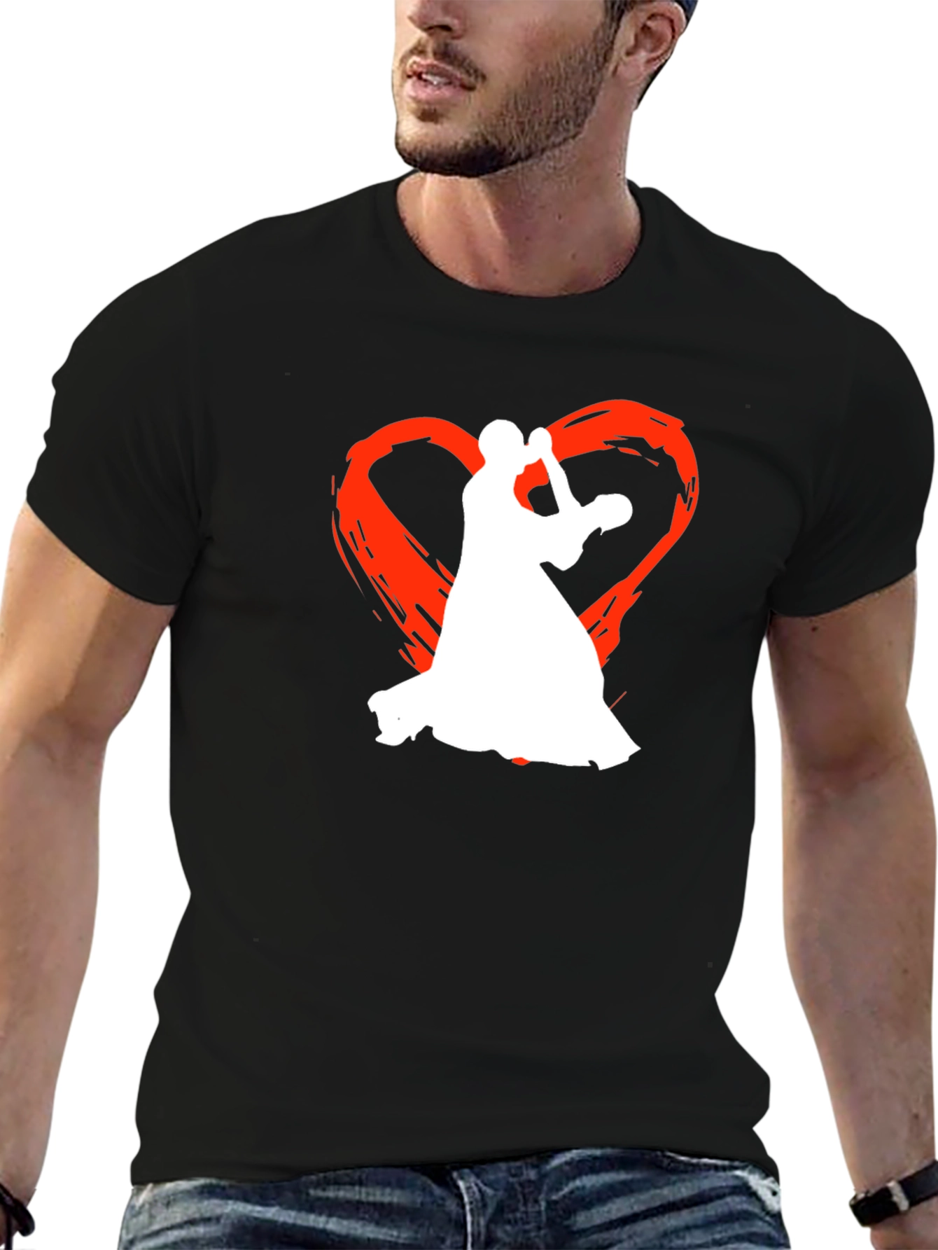 Dancing Romance Graphic Tee - Black Cotton T-Shirt